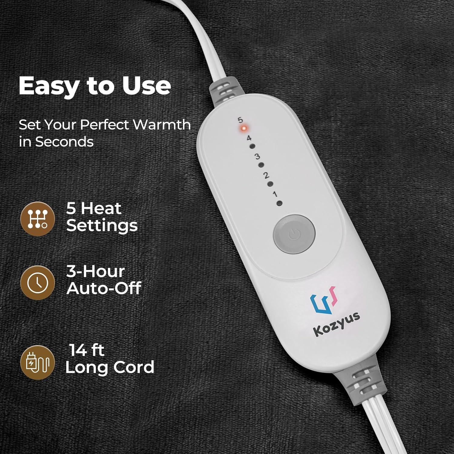 Manta Térmica Eléctrica Kozyus 50x70 cm con Bolsillo para Pies