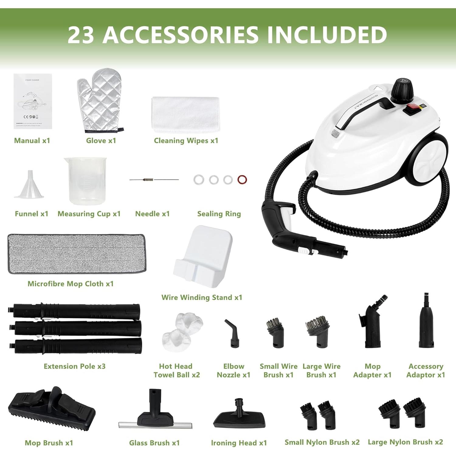 Limpiador a Vapor Guardian 1800W 1.5L 23 Accesorios Blanco