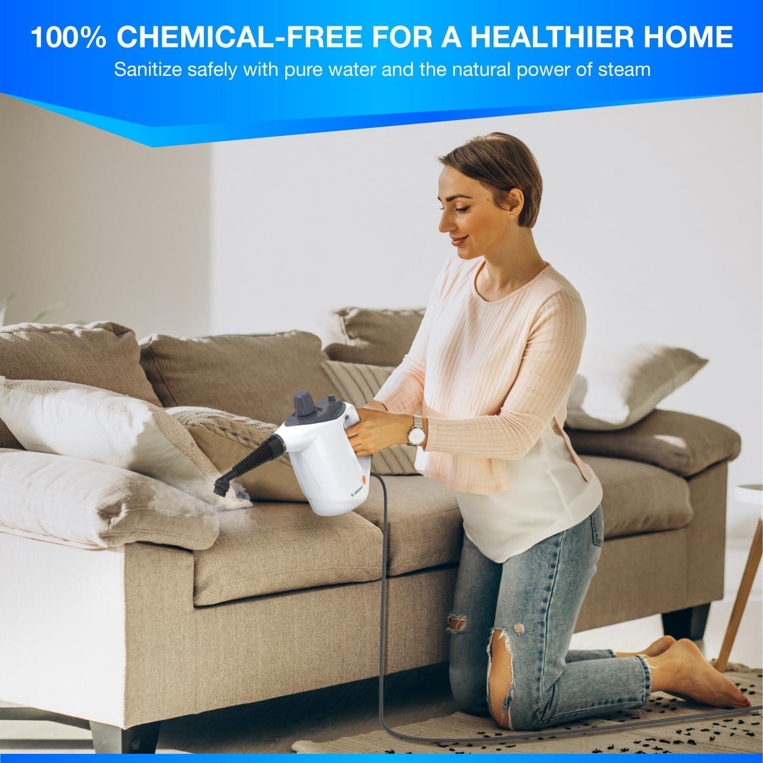 Limpiador de Vapor de Mano Gearwiz Wiz - 1000W, 450ml, 9 Accesorios