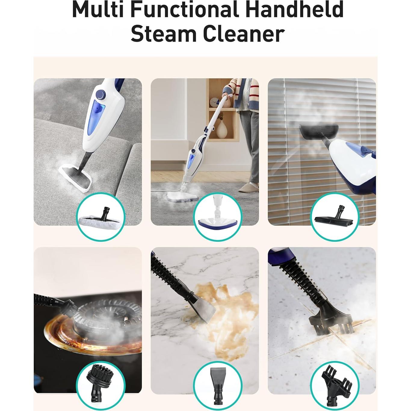 Mopa de Vapor Aspiron 1500W 12 en 1 Calentamiento Rápido 15s