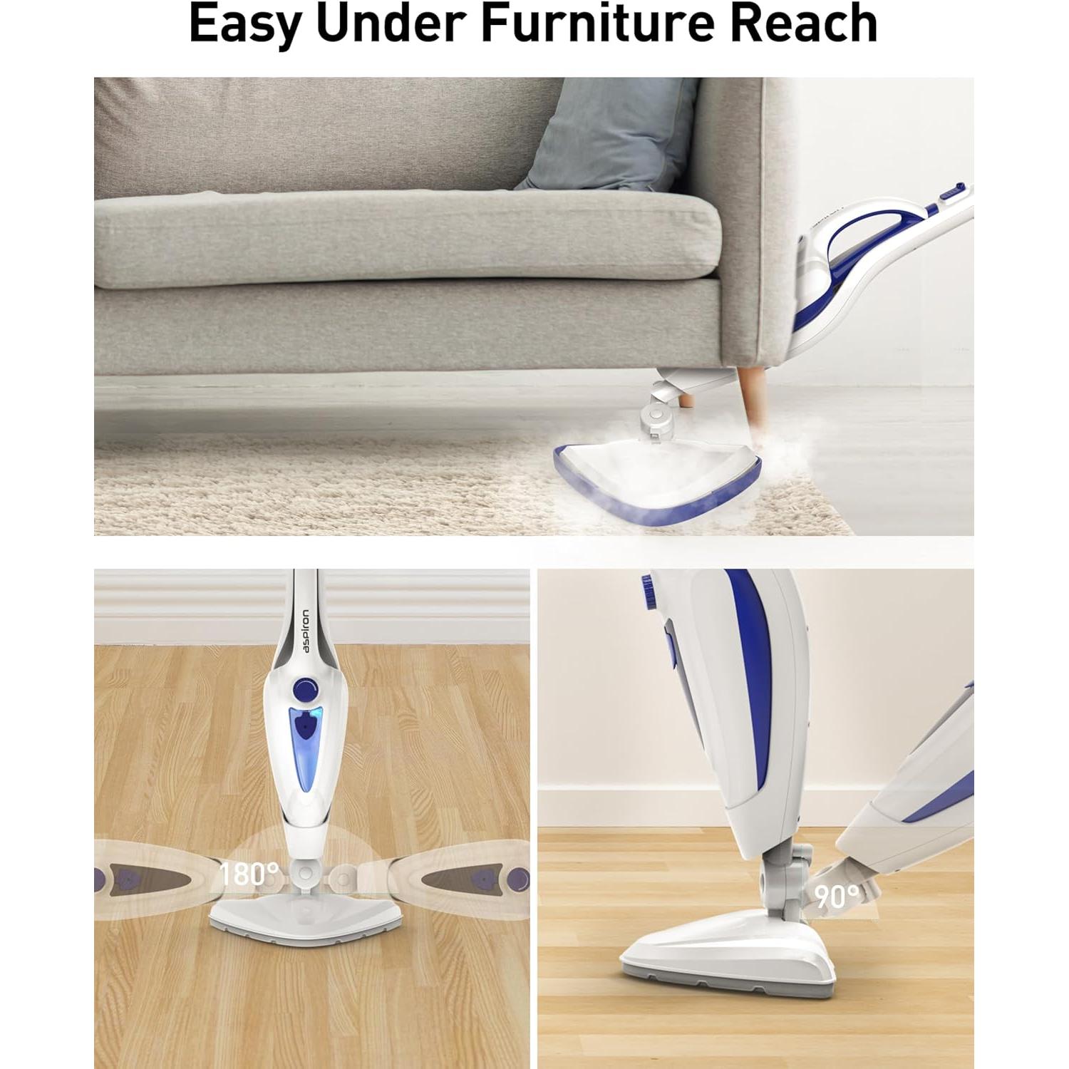 Mopa de Vapor Aspiron 1500W 12 en 1 Calentamiento Rápido 15s