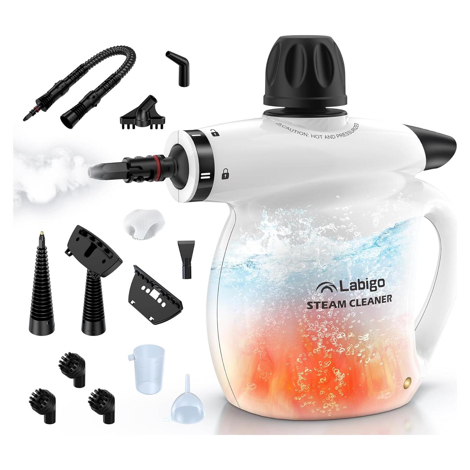 Limpiador a Vapor LABIGO EM-323 13PCS 1050W Blanco y Negro