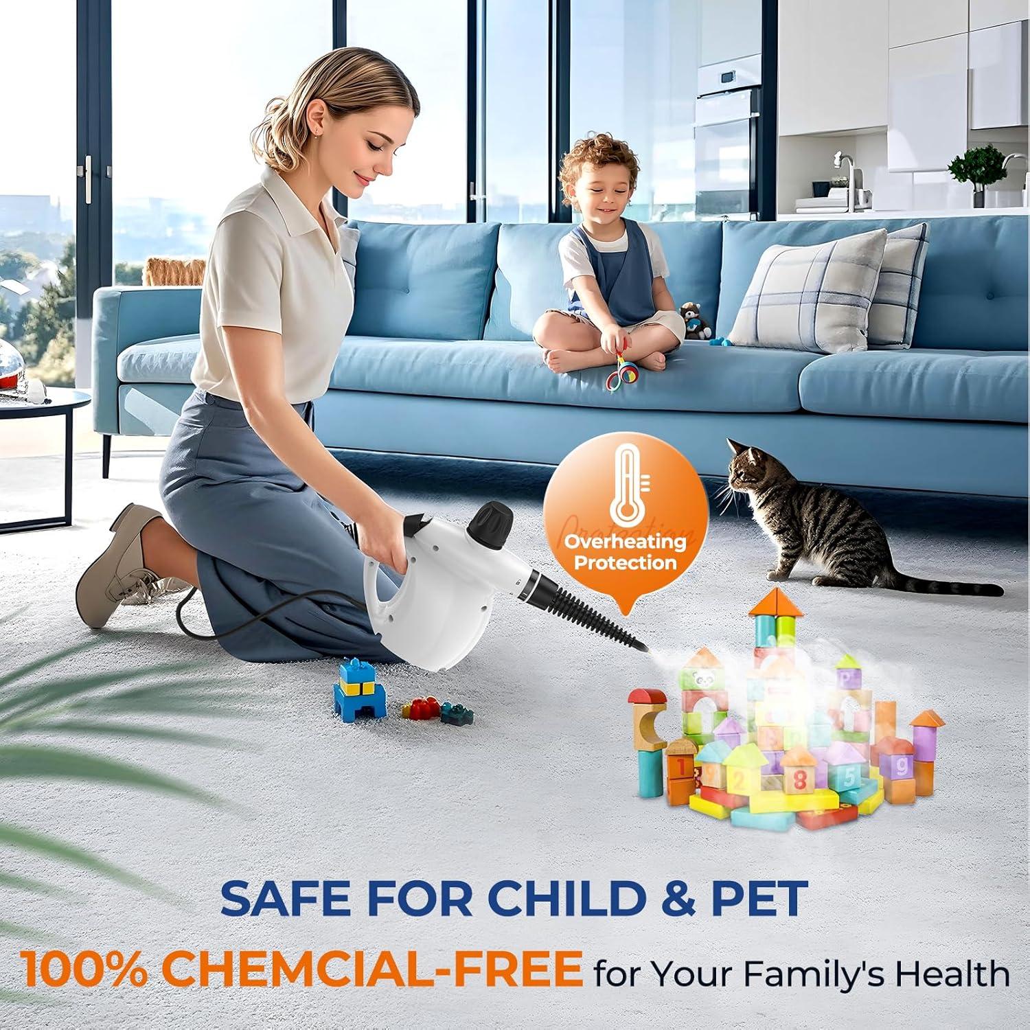 Limpiador a Vapor LABIGO EM-323 13PCS 1050W Blanco y Negro