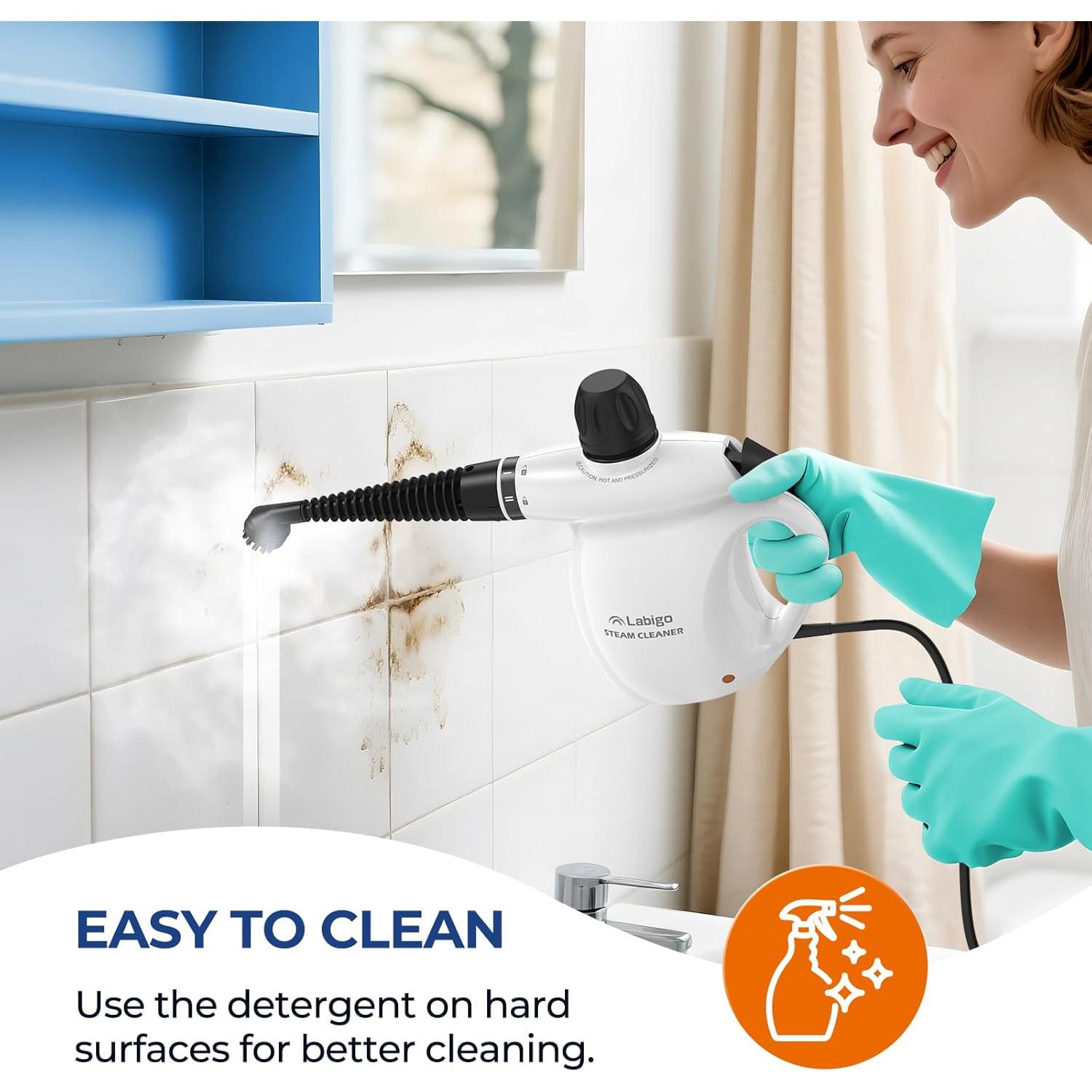 Limpiador a Vapor LABIGO EM-323 13PCS 1050W Blanco y Negro