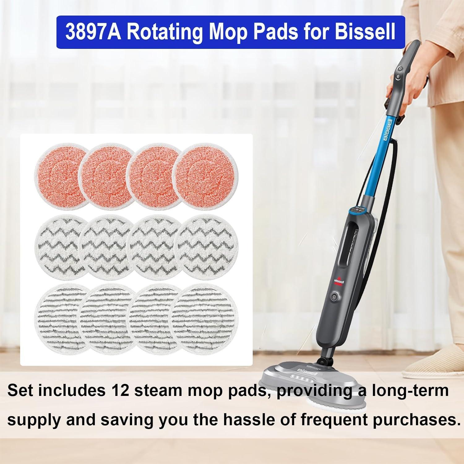 Paquete de 12 almohadillas de fregado LesinaVac para Bissell 3897A