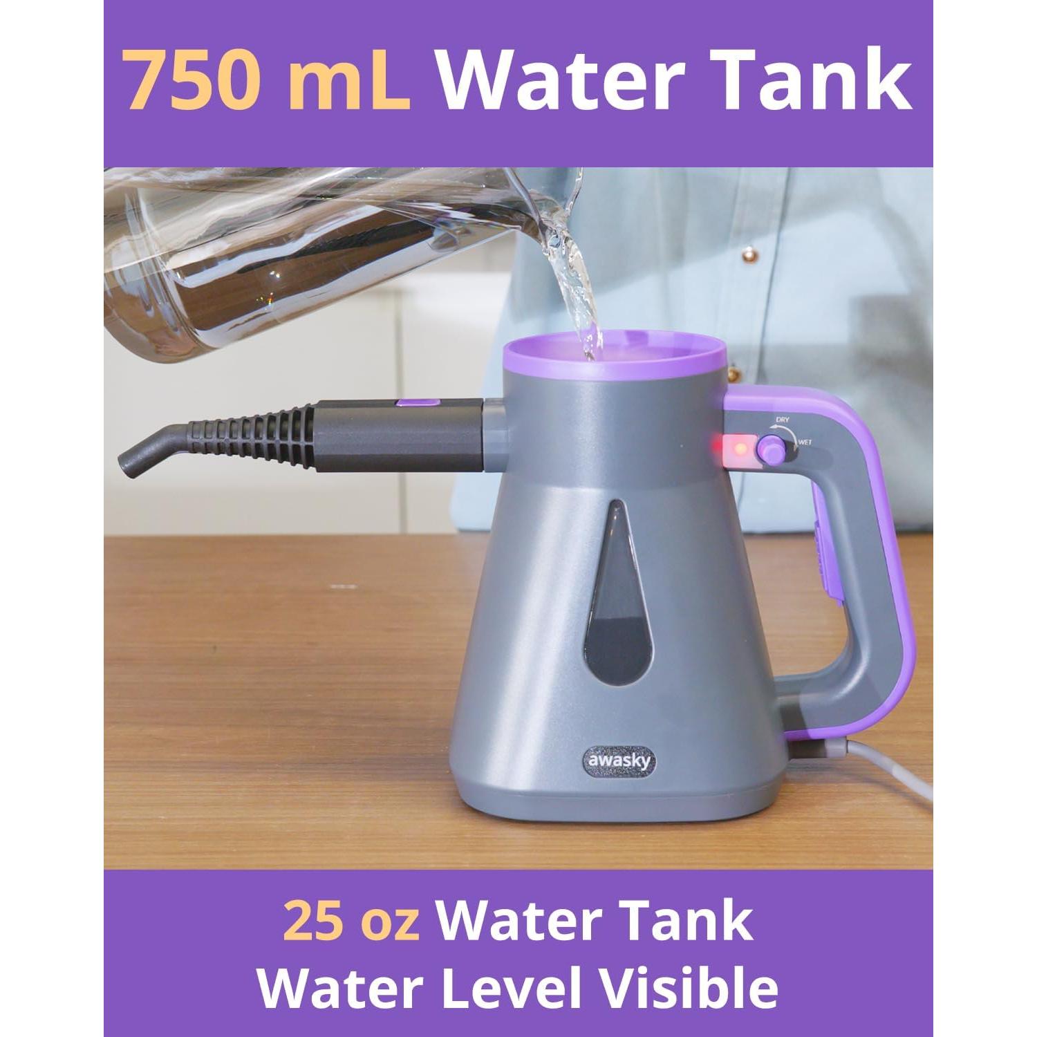 Limpiador de Vapor de Mano Awasky 1200W 750ml Gris - Kit 14 Piezas