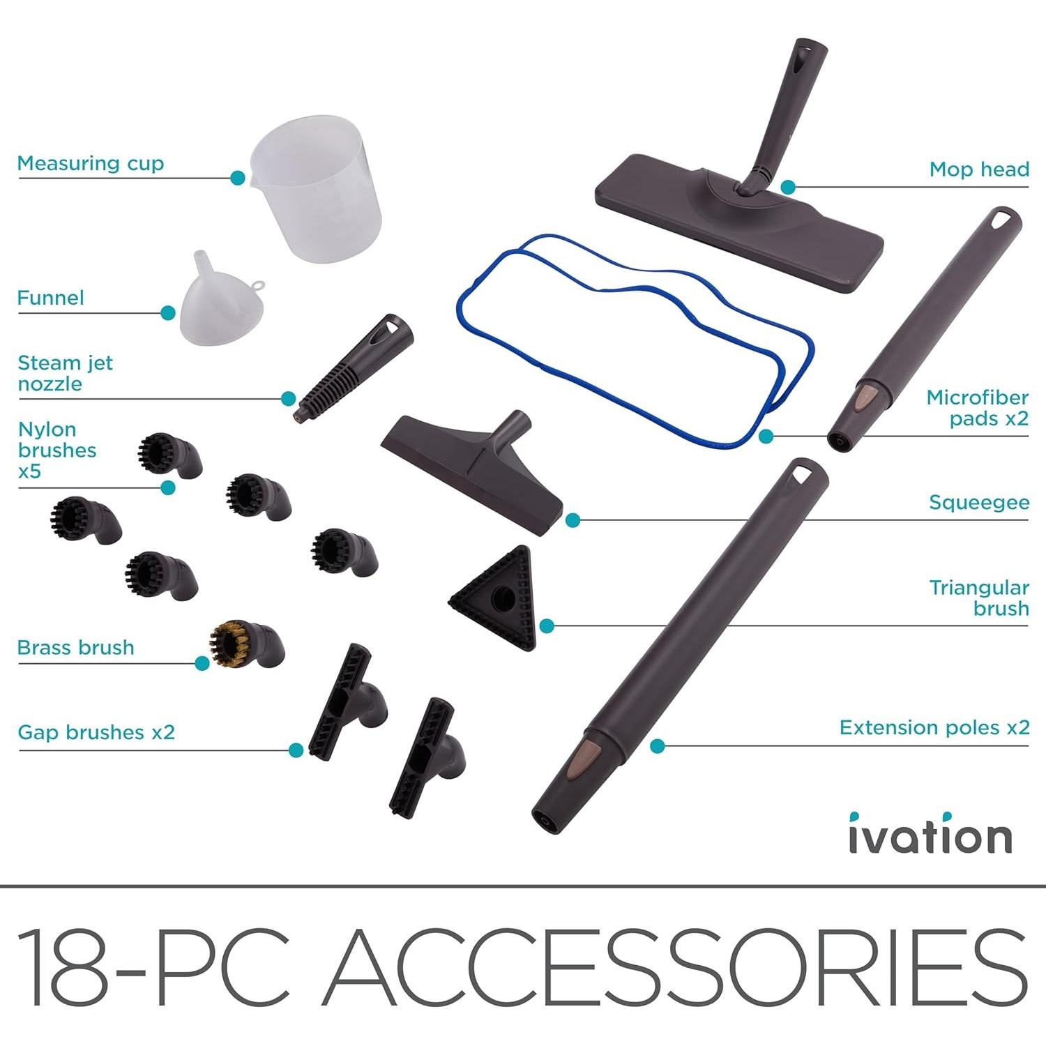 Limpiador a Vapor Ivation IVATCSC10 18 en 1 1500W Negro