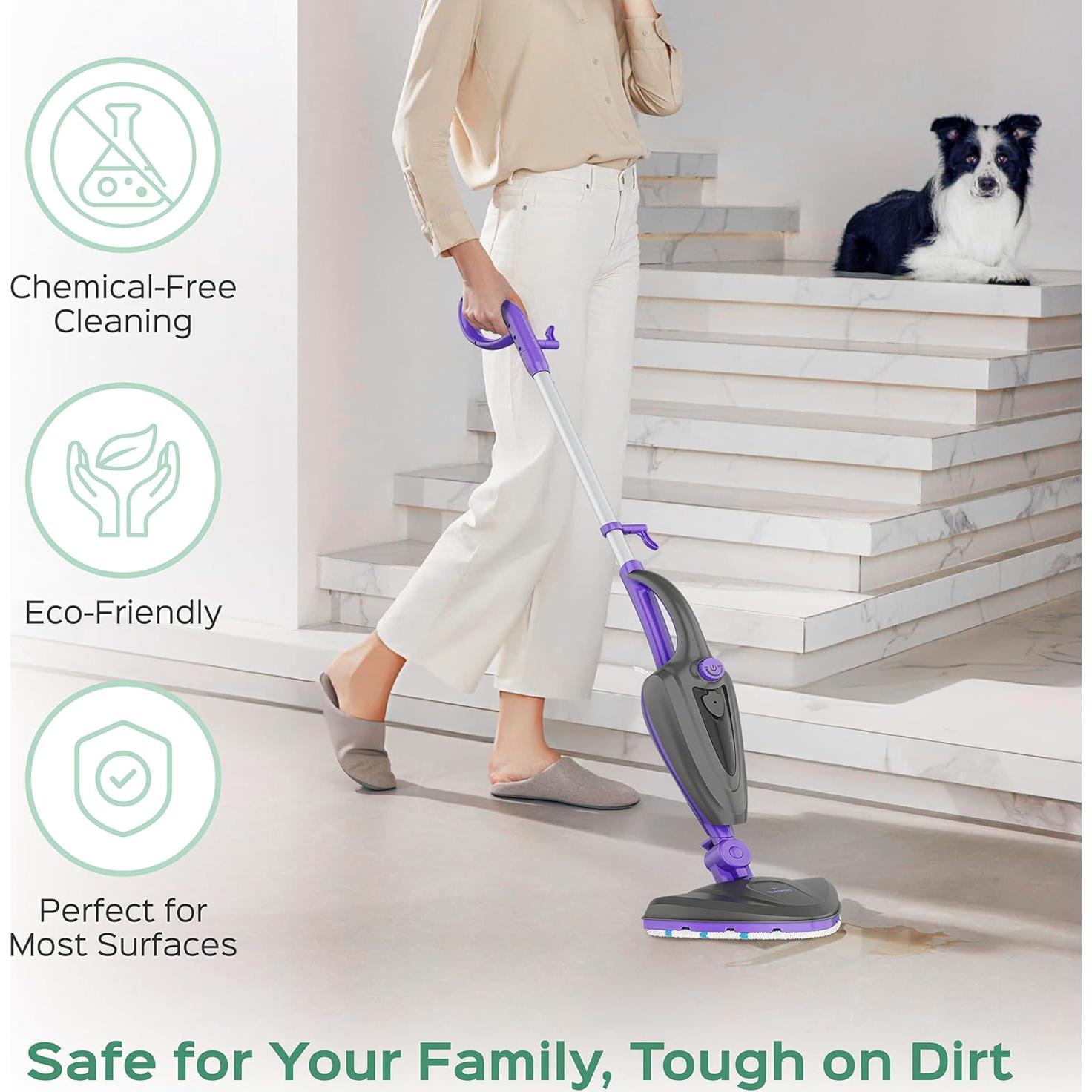 Mopa de Vapor Turonic ST3 1500W 10-en-1 con Limpiador de Mano