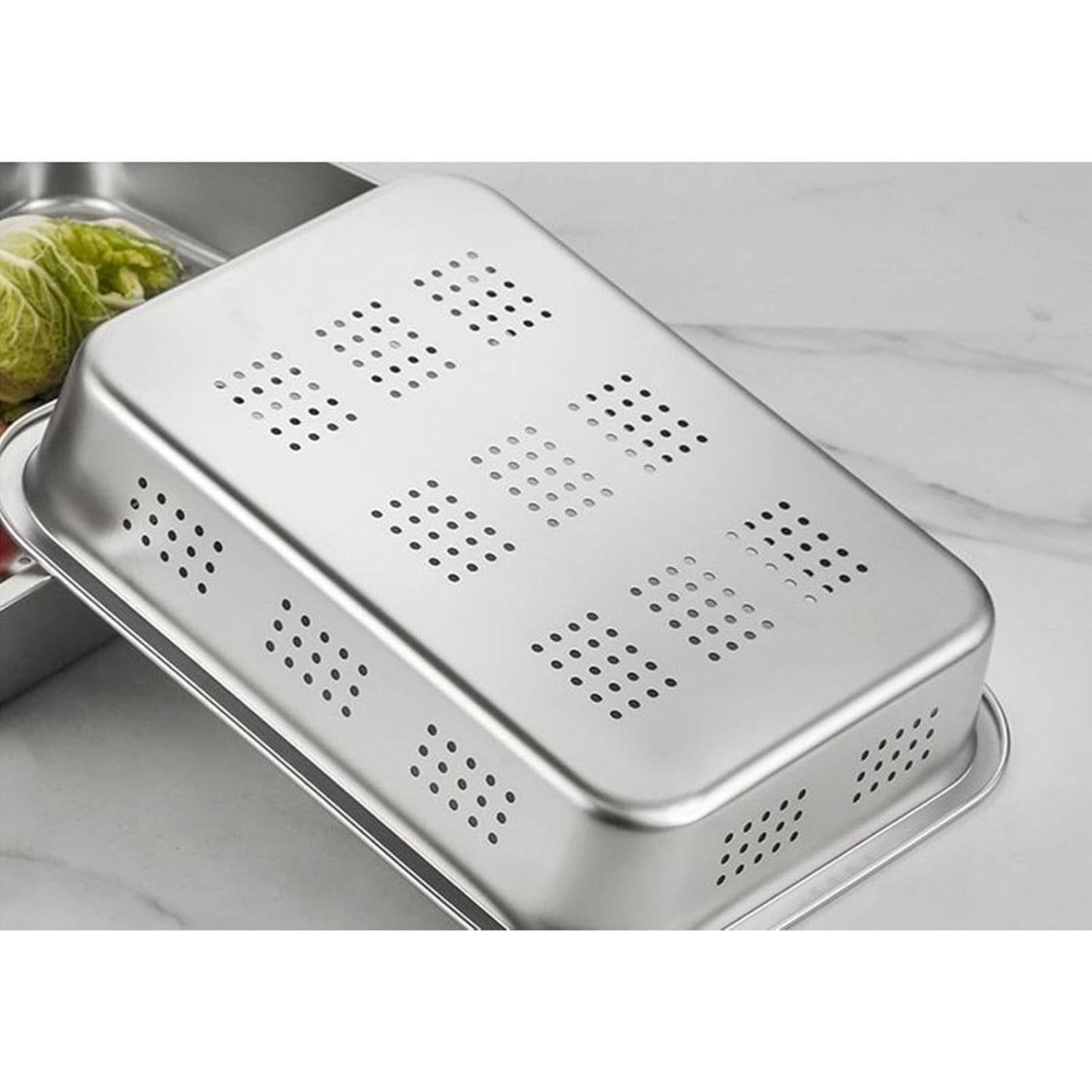 Colador Rectangular de Acero Inoxidable WOHPNLE 300g - Filtro de Malla