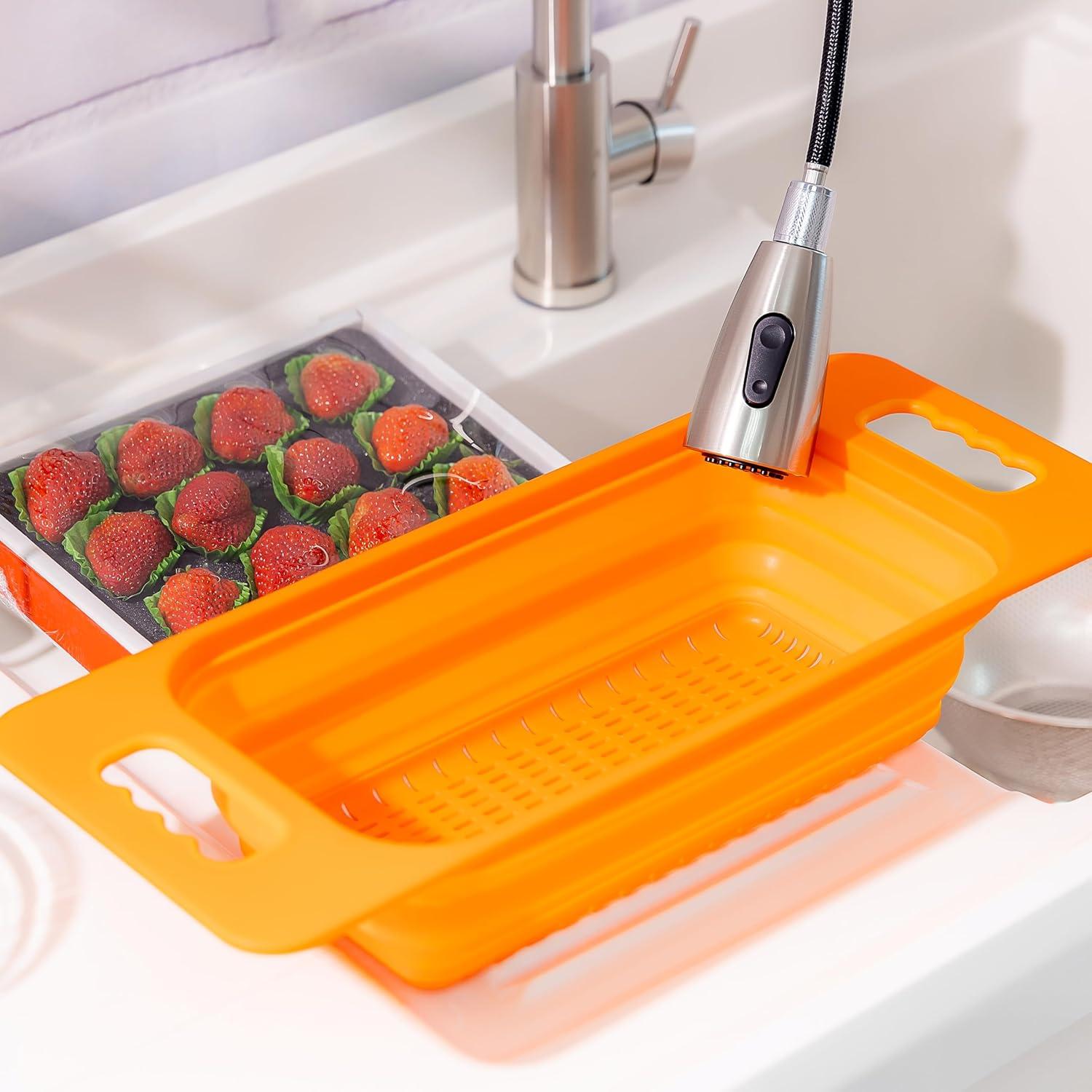 Colador Plegable Rectangular Sammart Naranja 45x18.5 cm