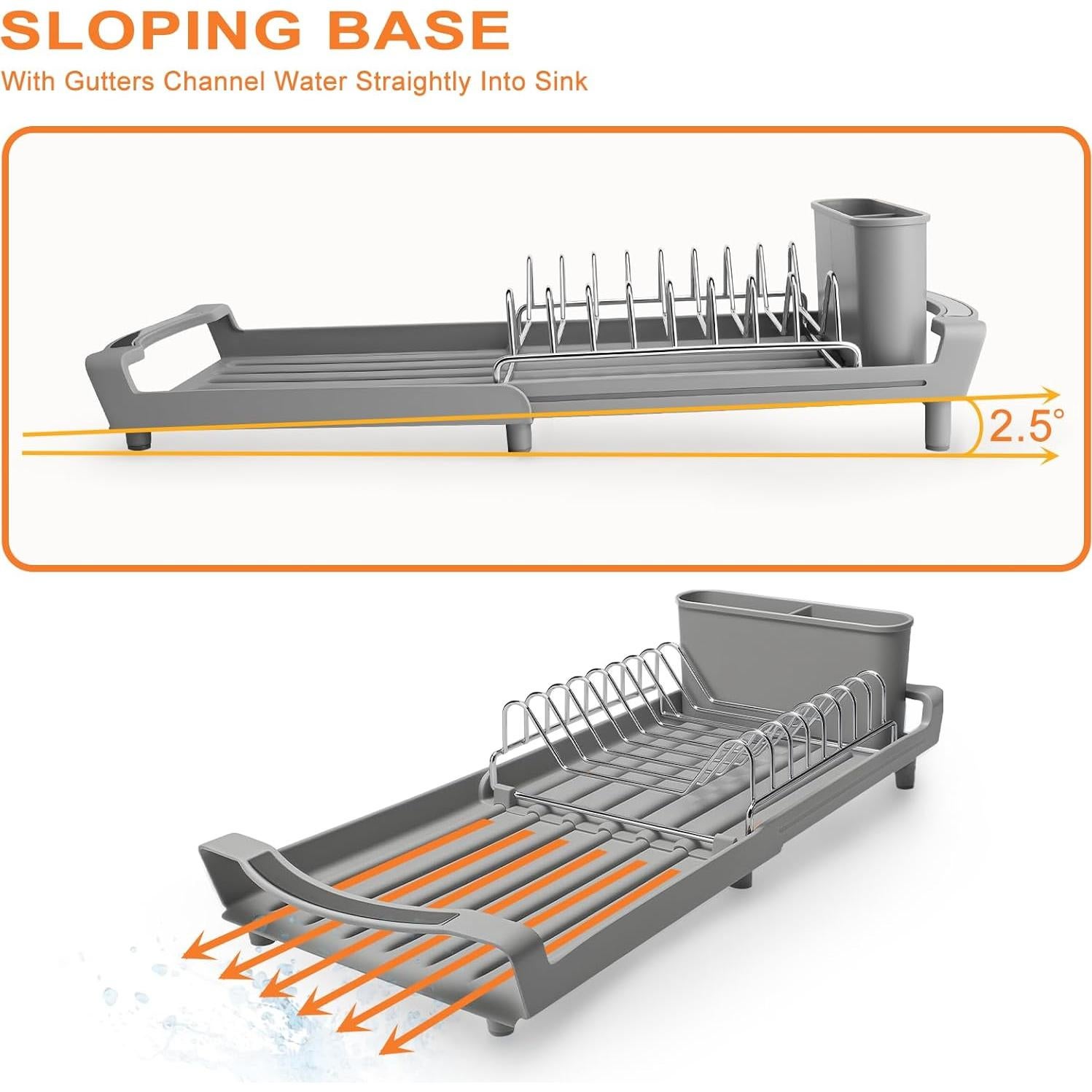 Escurridor de Platos Expandible PINCHENG Acero Inoxidable Gris