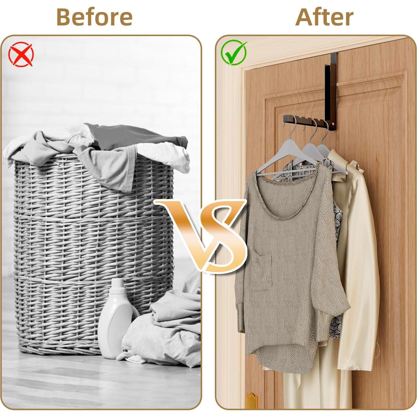 Perchero de Puerta Plegable ZMBESUP - 6 Ganchos, Negro