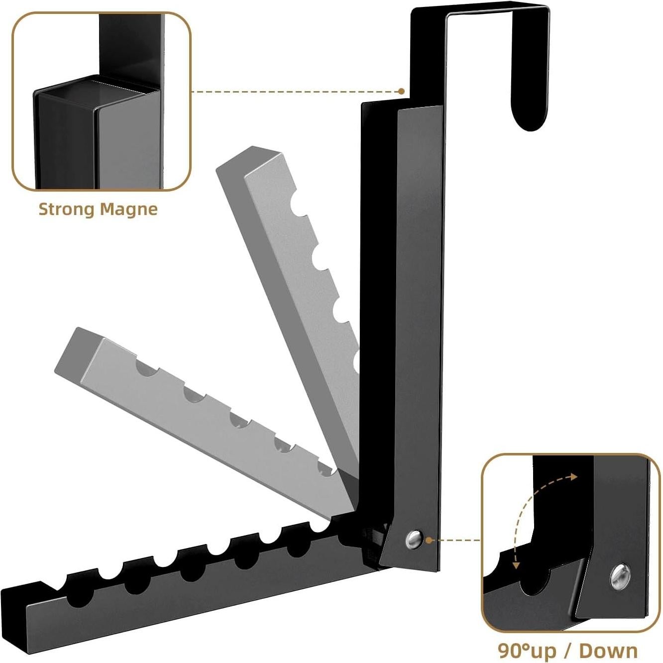 Perchero de Puerta Plegable ZMBESUP - 6 Ganchos, Negro