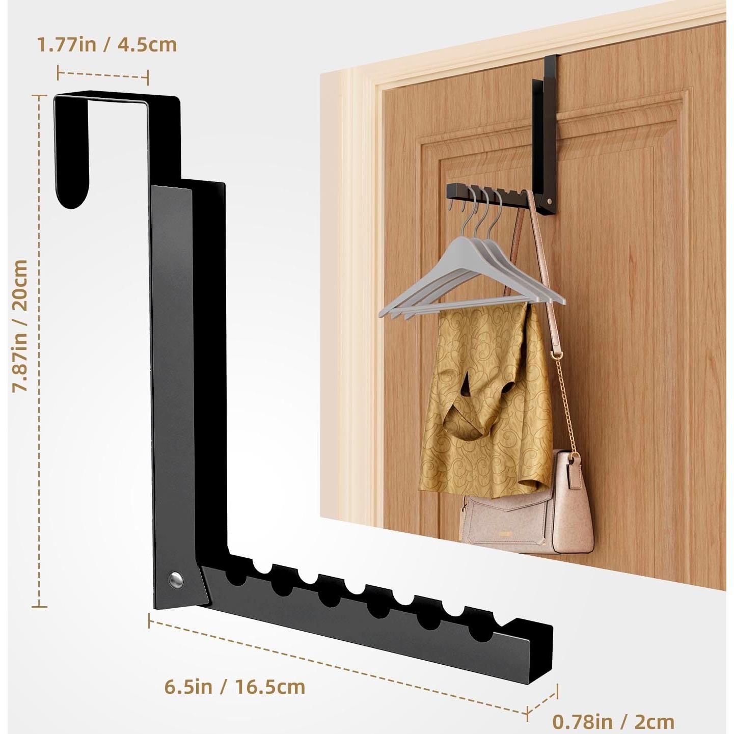 Perchero de Puerta Plegable ZMBESUP - 6 Ganchos, Negro