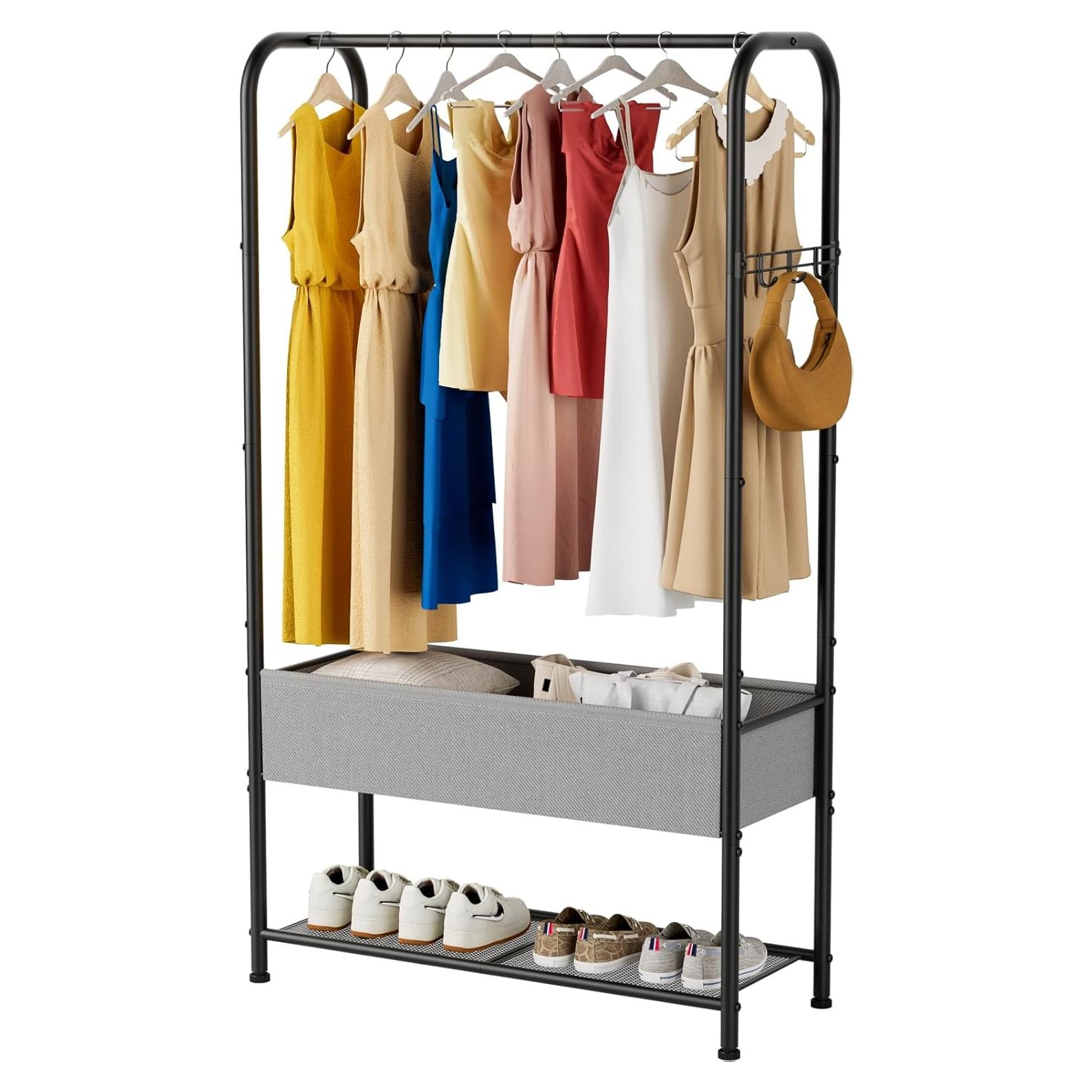 Perchero de Ropa SINGAYE Metálico Portátil Negro 182.88 cm