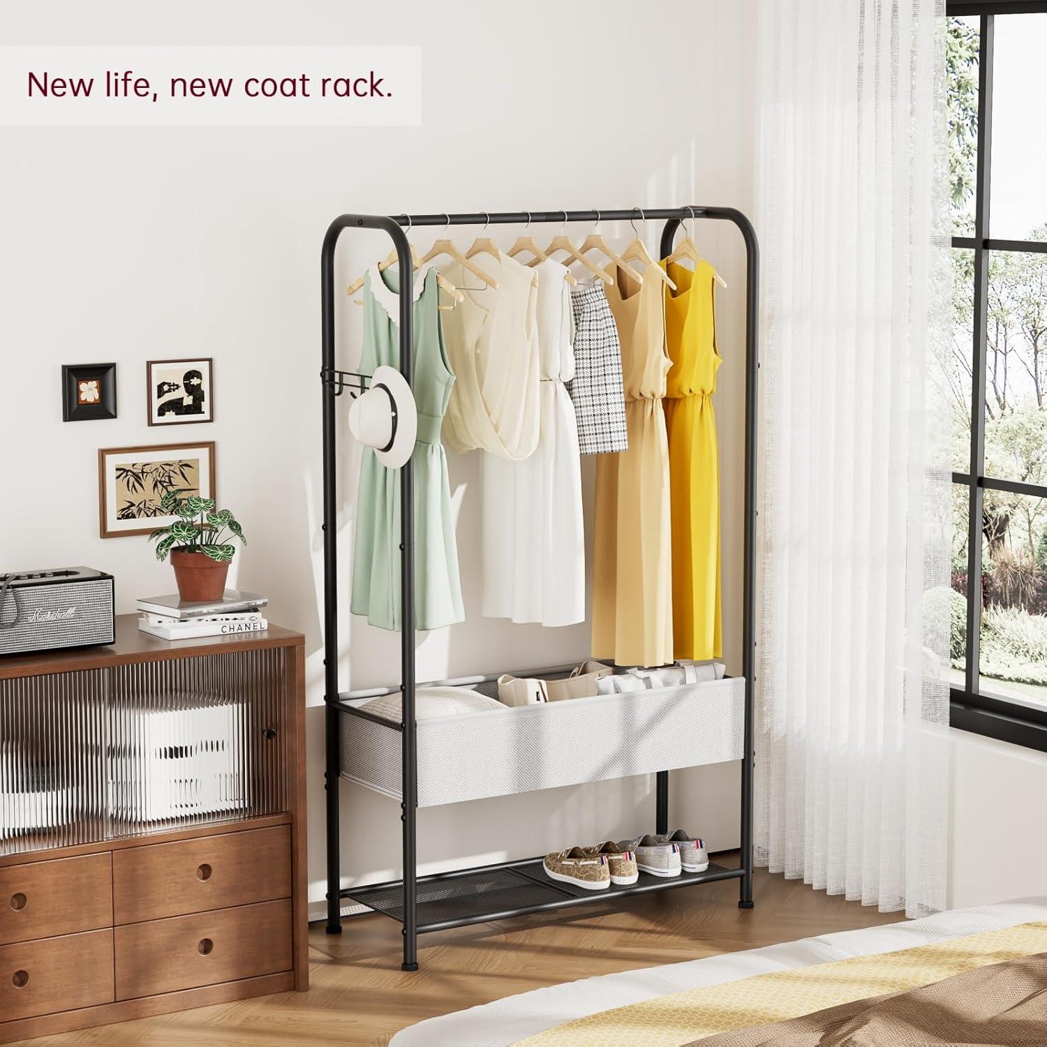 Perchero de Ropa SINGAYE Metálico Portátil Negro 182.88 cm