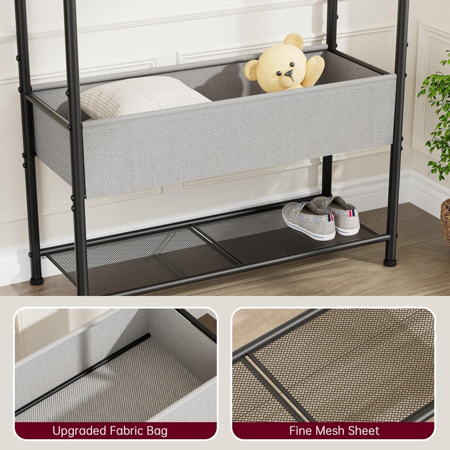 Perchero de Ropa SINGAYE Metálico Portátil Negro 182.88 cm