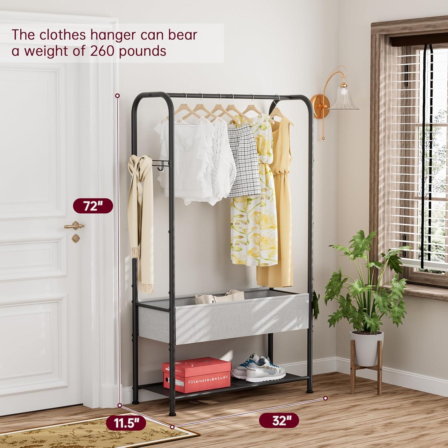 Perchero de Ropa SINGAYE Metálico Portátil Negro 182.88 cm