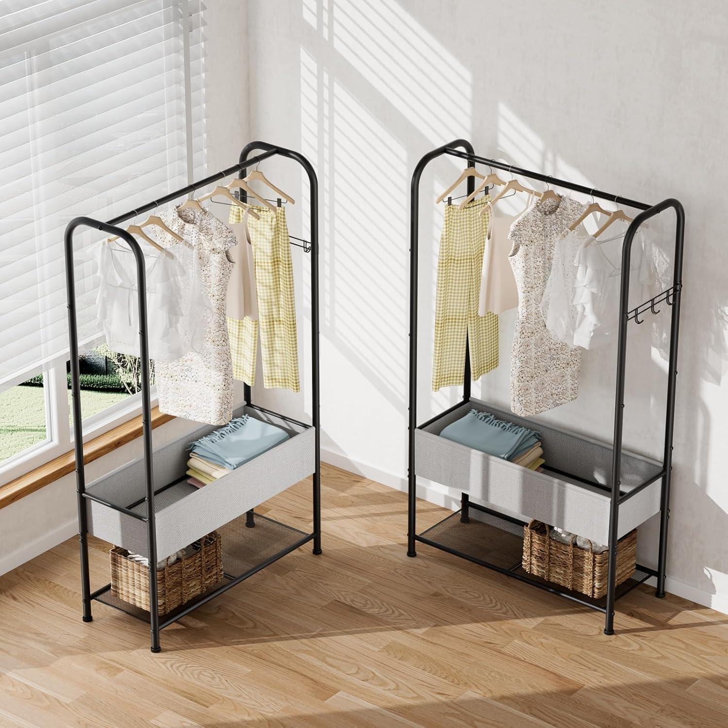 Perchero de Ropa SINGAYE Metálico Portátil Negro 182.88 cm