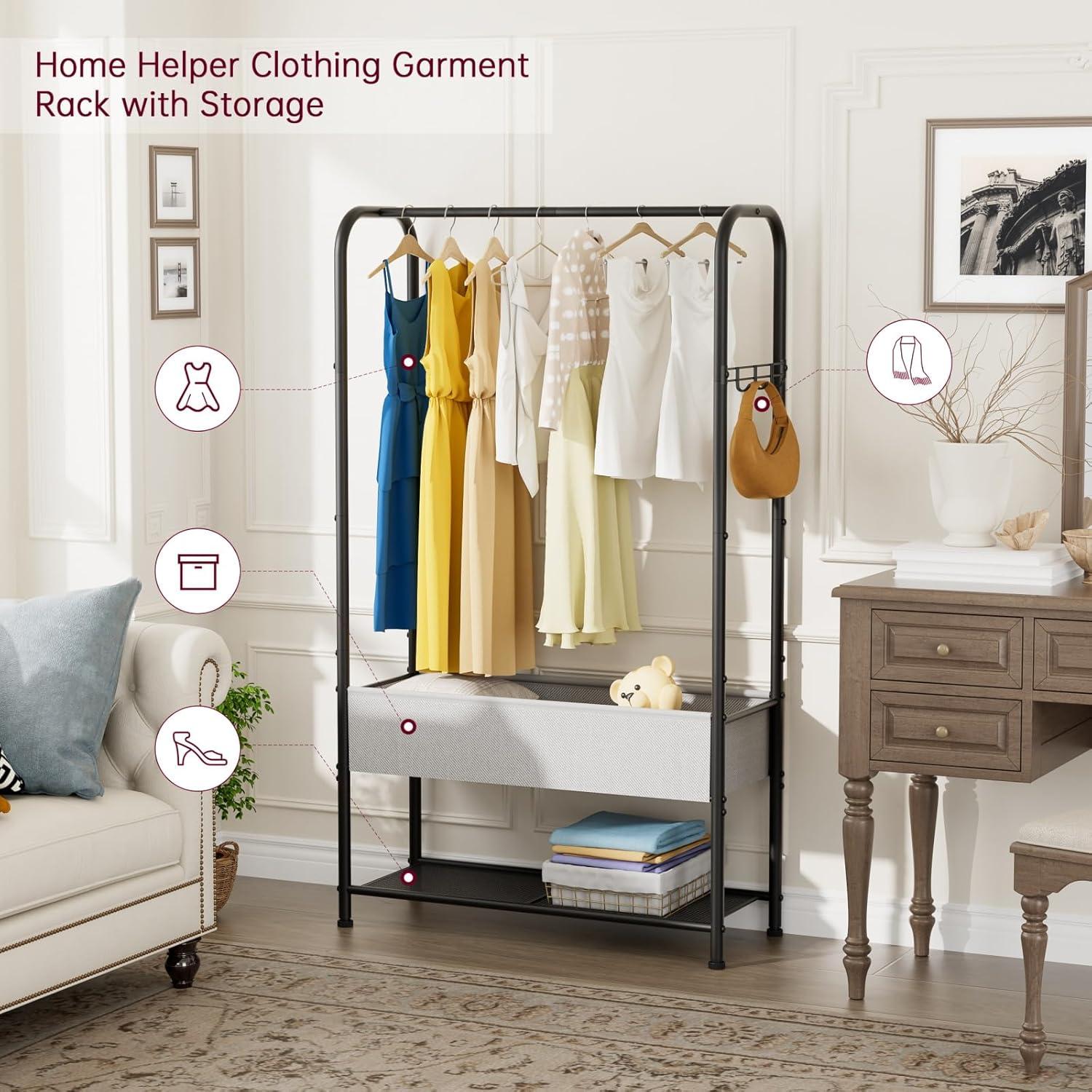 Perchero de Ropa SINGAYE Metálico Portátil Negro 182.88 cm