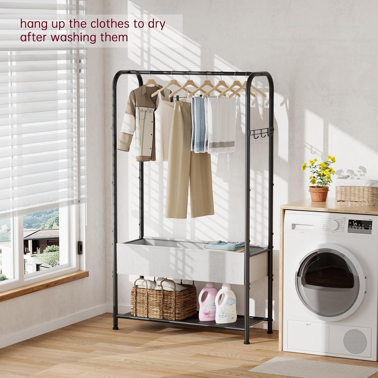 Perchero de Ropa SINGAYE Metálico Portátil Negro 182.88 cm