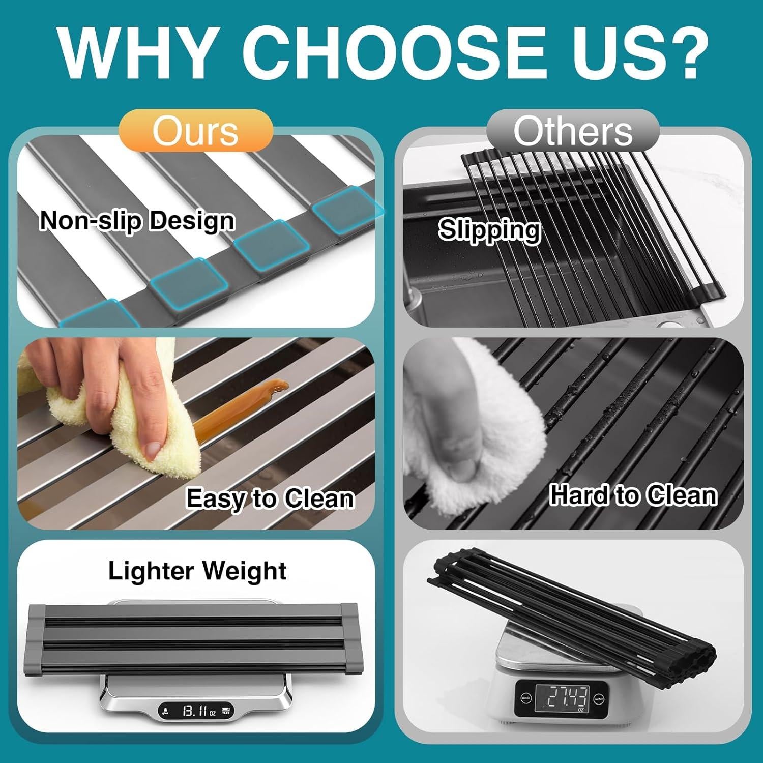 Escurridor de Platos Plegable Aluminio Gris Mate 45 x 34 cm