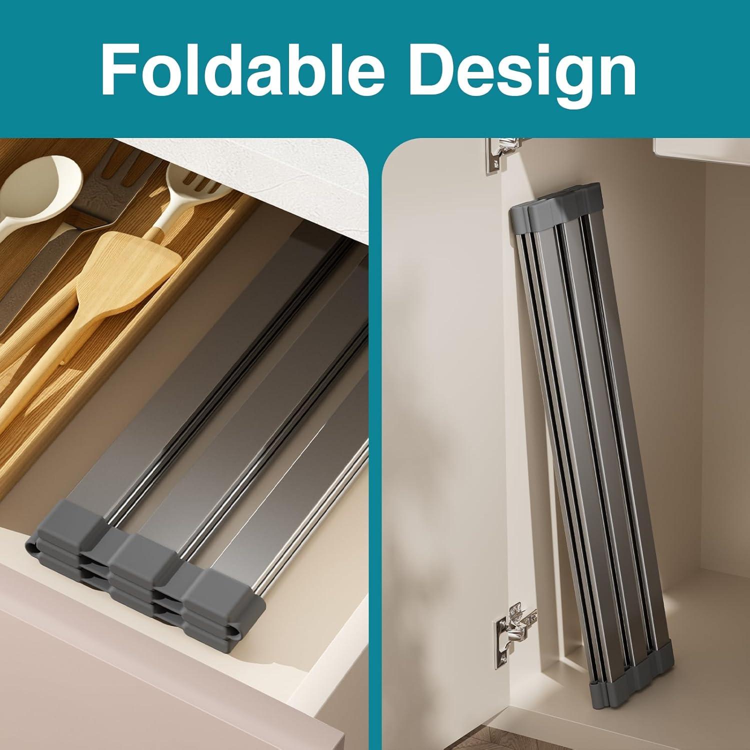 Escurridor de Platos Plegable Aluminio Gris Mate 45 x 34 cm