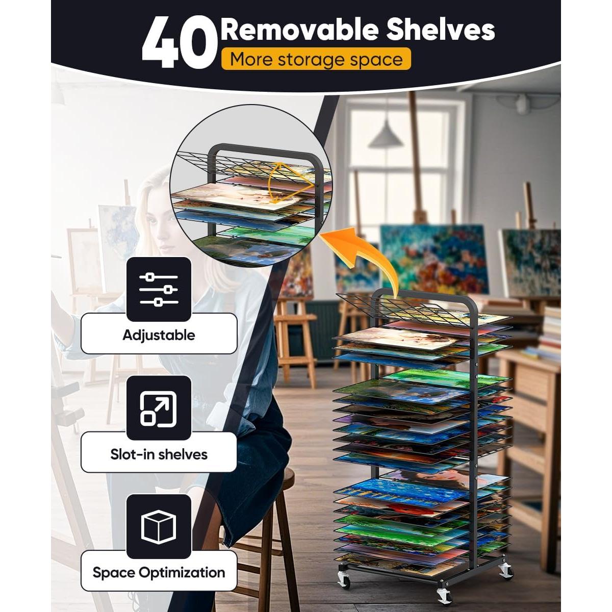 Estante de Secado Mocomax 40 Estantes Metal Negro Móvil