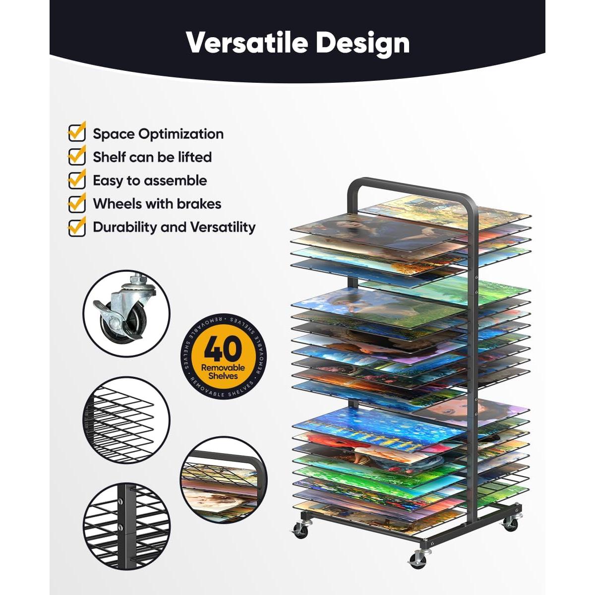 Estante de Secado Mocomax 40 Estantes Metal Negro Móvil