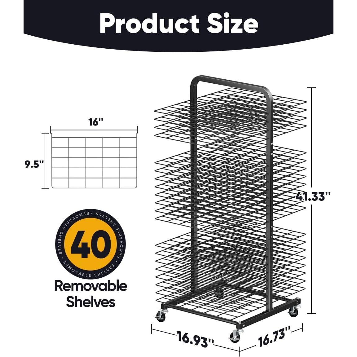 Estante de Secado Mocomax 40 Estantes Metal Negro Móvil