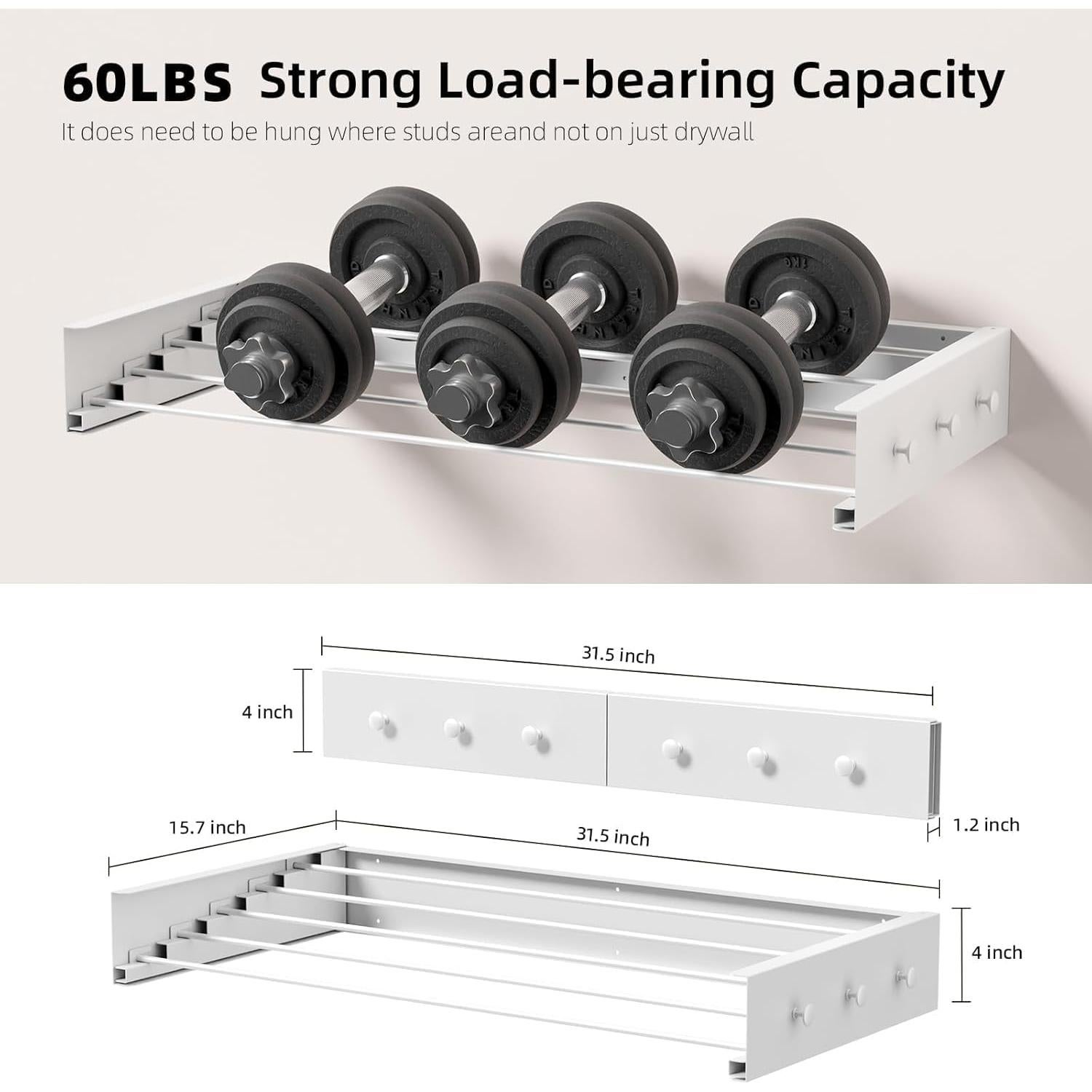 Estante de Secado Plegable Genérico Blanco 80 cm 27.2 kg