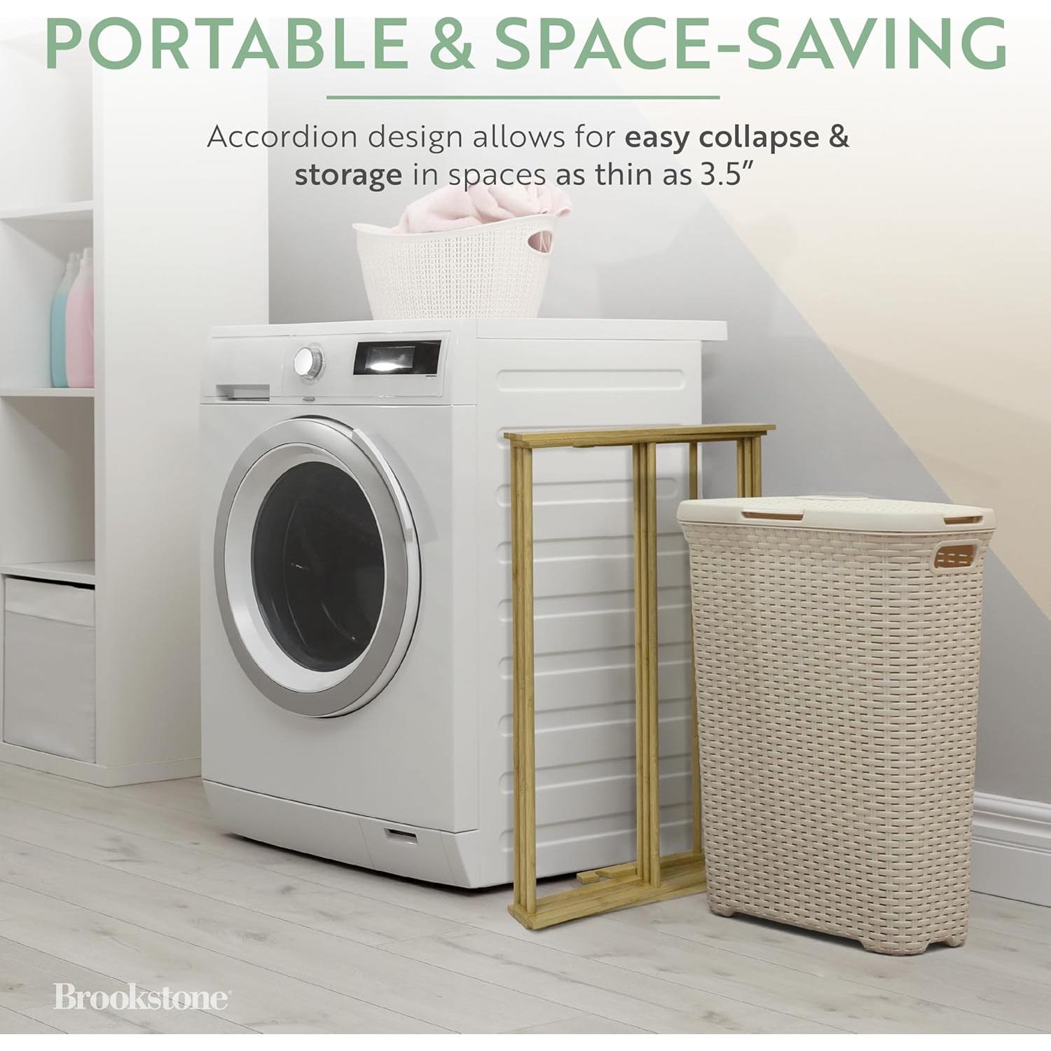 Soporte de Secado de Ropa Plegable Brookstone 10 Barras Bambú