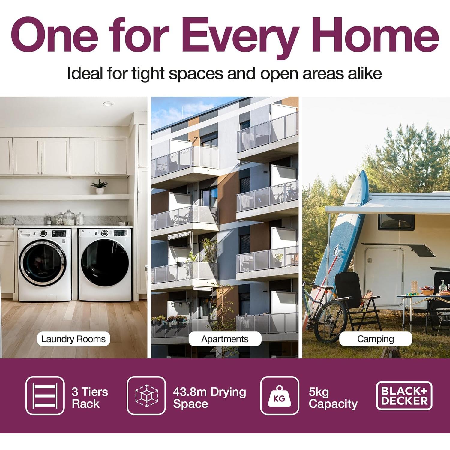 Estante de Secado Telescópico BLACK+DECKER Gris 61 cm