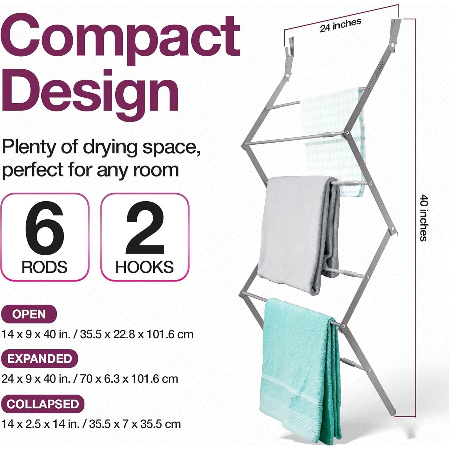 Estante de Secado Telescópico BLACK+DECKER Gris 61 cm