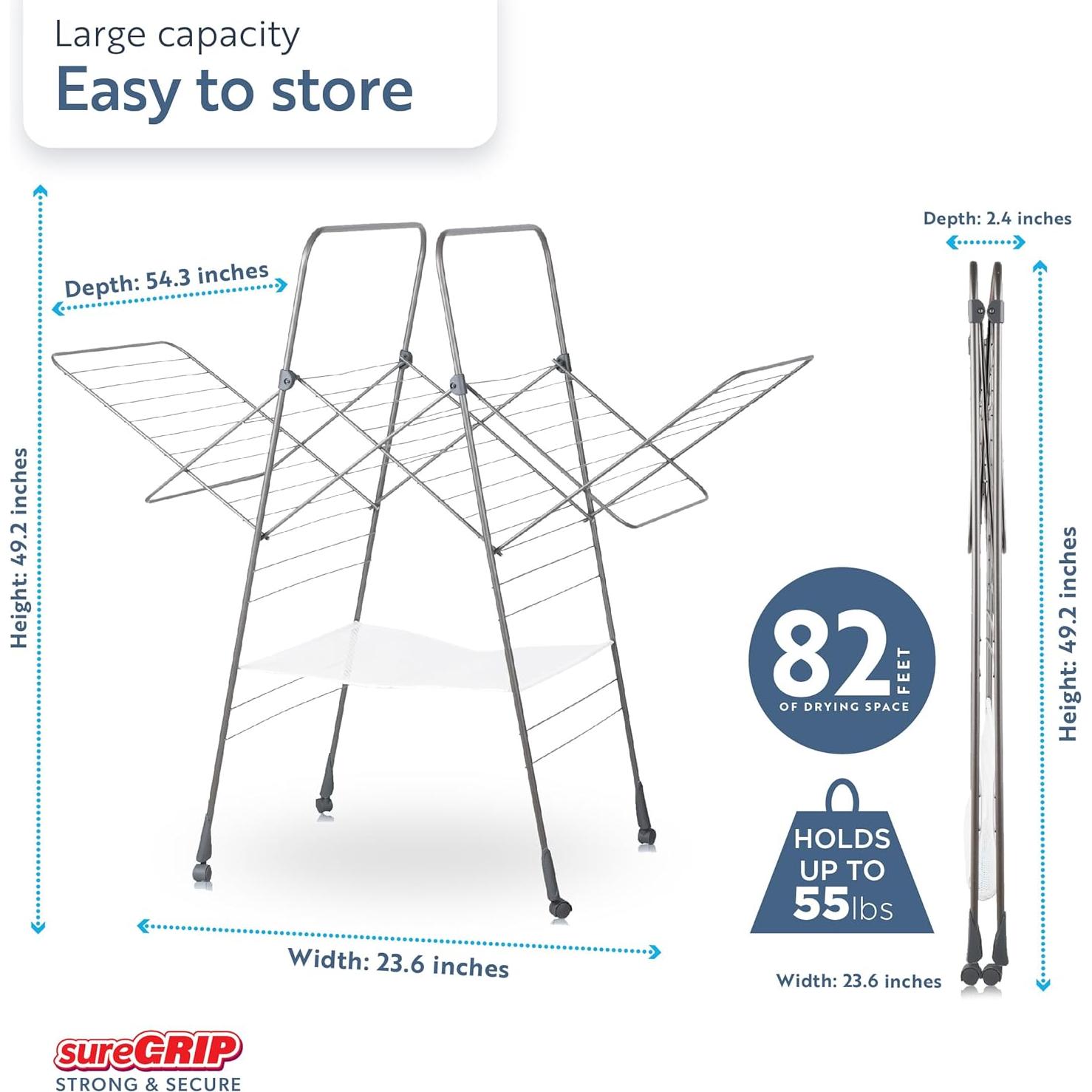 Estante para Secar Ropa Minky Homecare 25 m Plegable Gris