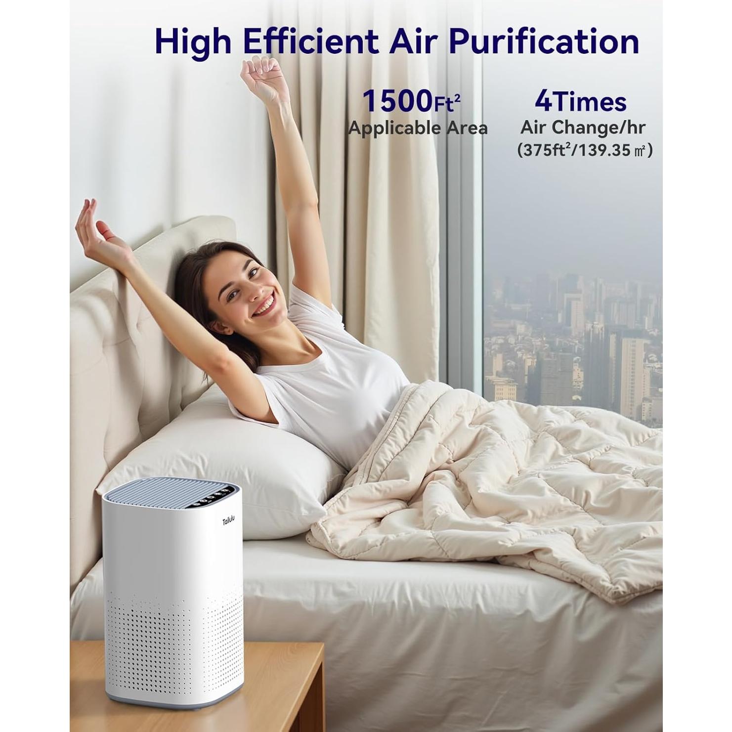 Purificador de Aire HEPA Tailulu AP100 para Habitaciones Grandes