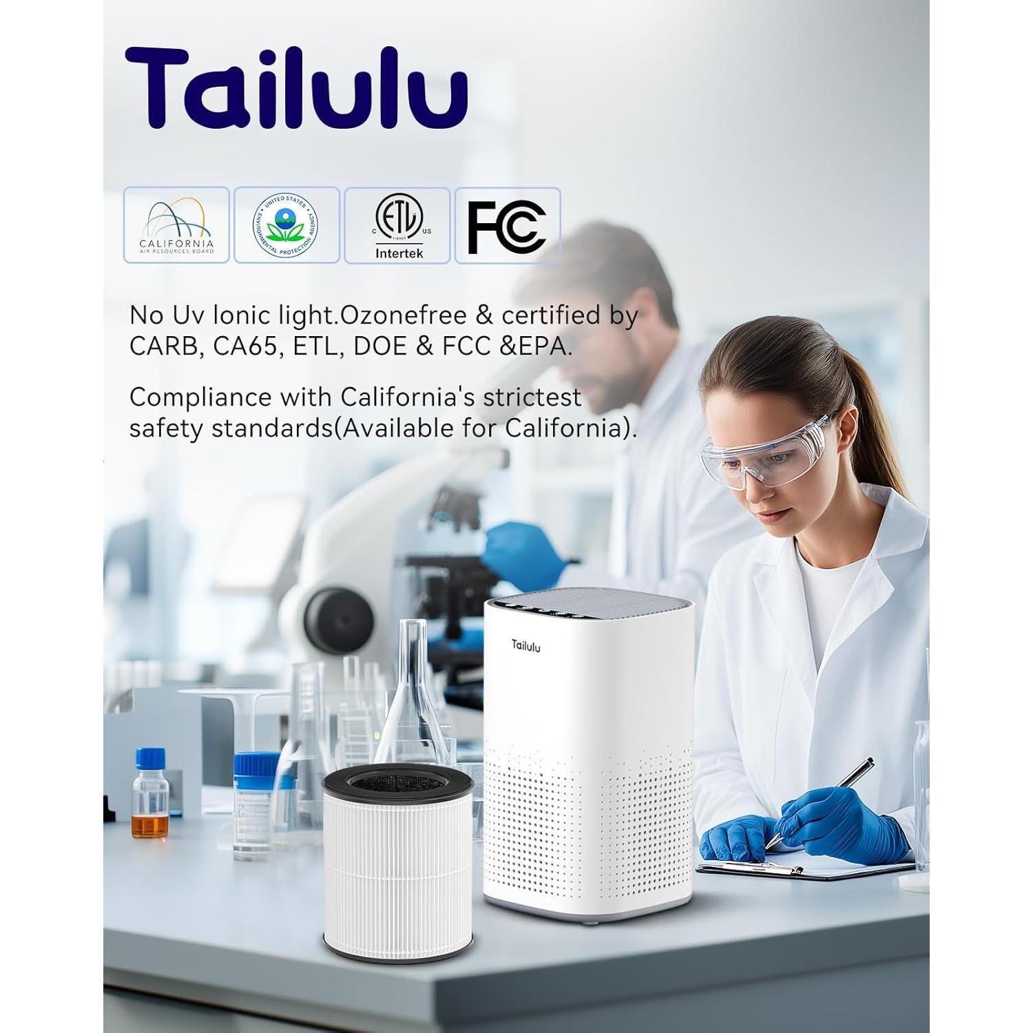 Purificador de Aire HEPA Tailulu AP100 para Habitaciones Grandes