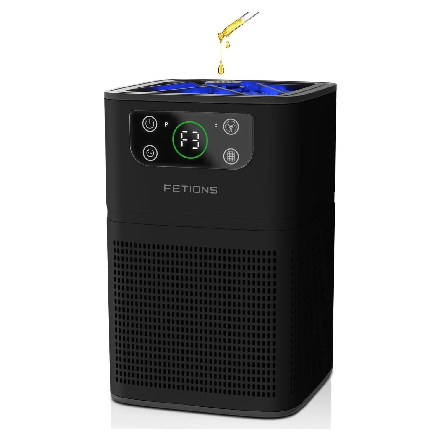 Purificador de Aire FETIONS HEPA 3-en-1 Compacto Negro