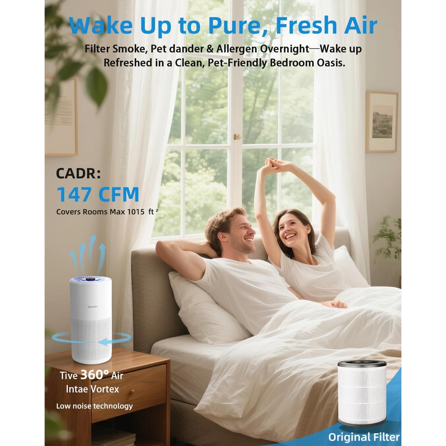 Purificador de Aire Slevoo BS-20 HEPA 94 m² Ultra Silencioso