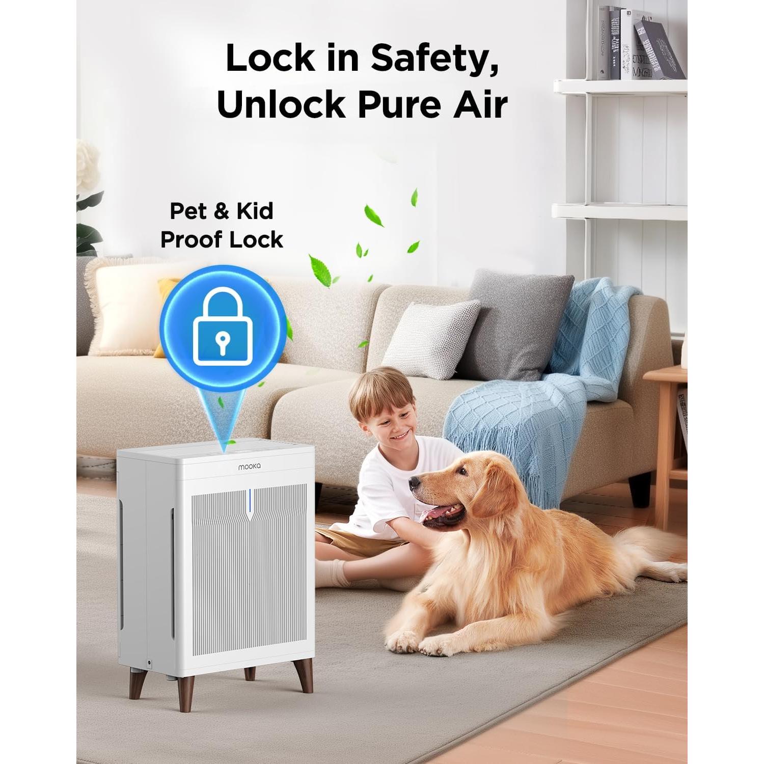 Purificador de Aire HEPA MOOKA HKB320F para Habitaciones Grandes