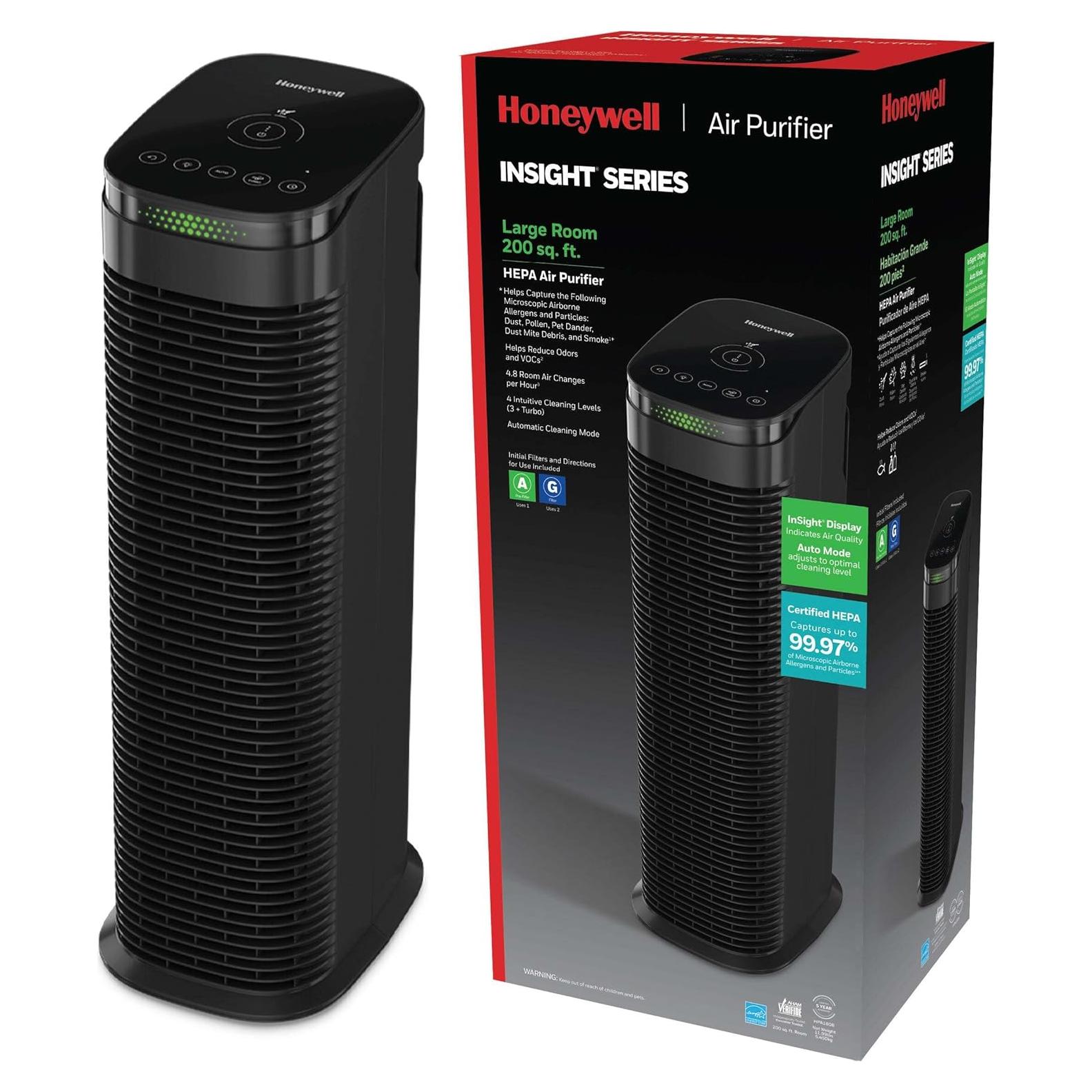 Purificador de Aire HEPA Honeywell HPA180 para 92 m², Negro