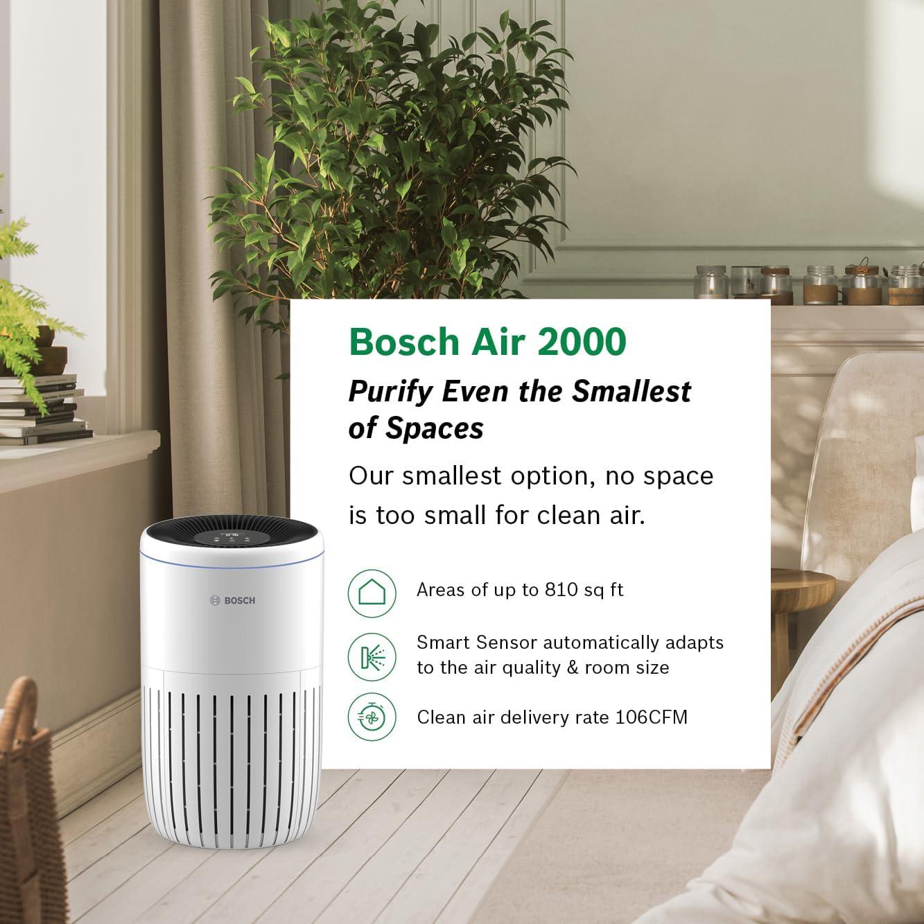 Purificador de Aire Bosch Aire 2000, 75 m², Filtro HEPA 3-en-1