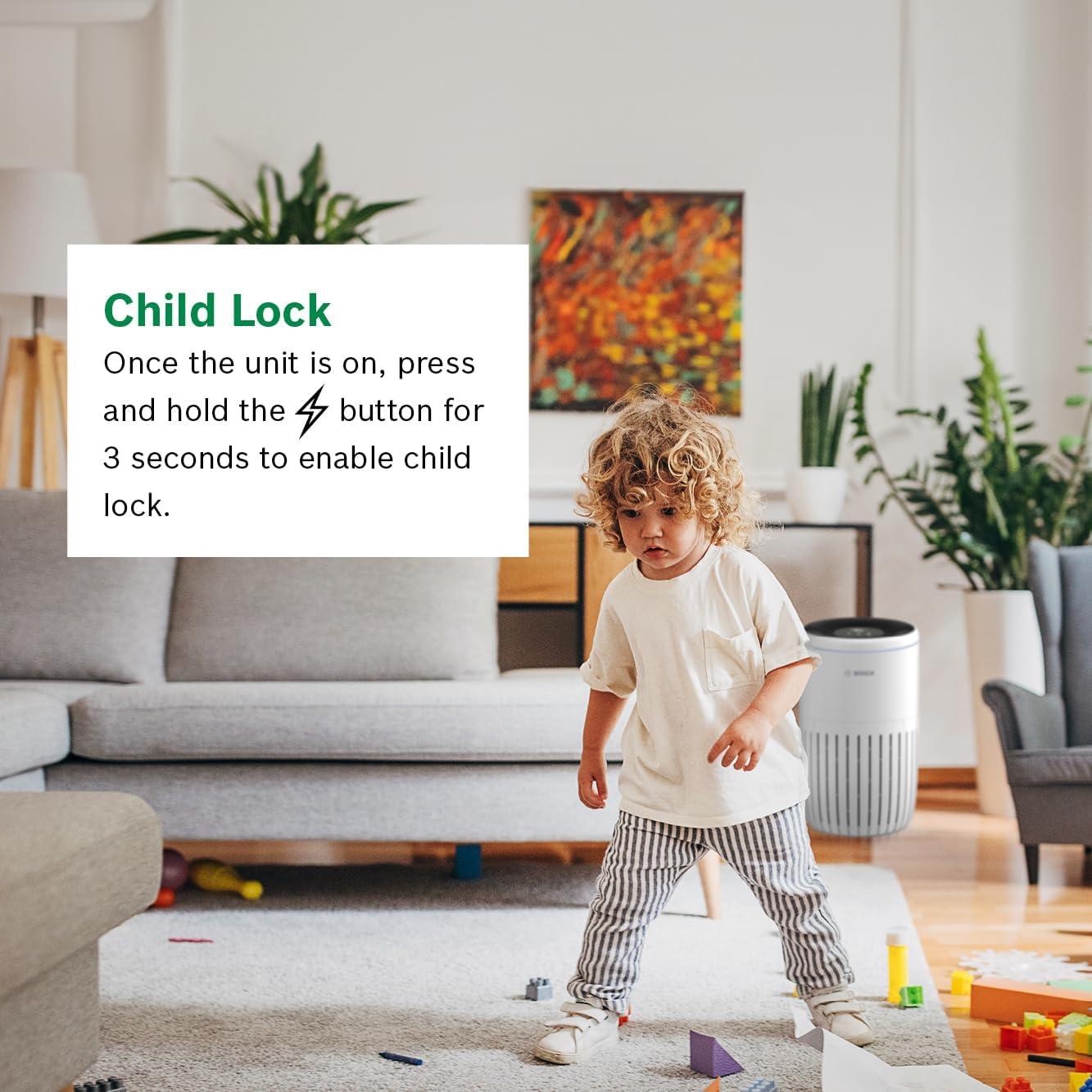 Purificador de Aire Bosch Aire 2000, 75 m², Filtro HEPA 3-en-1