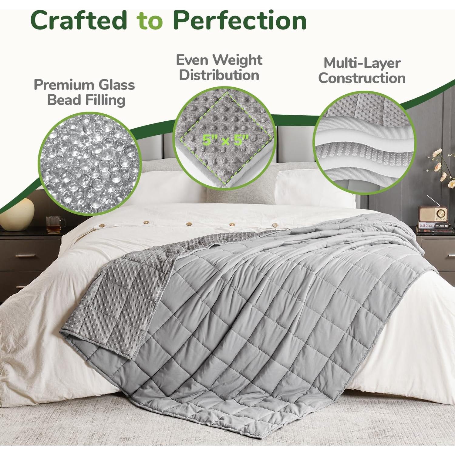 Manta Pesada Sivio 152x203cm Gris, Suave y Transpirable 6.8kg