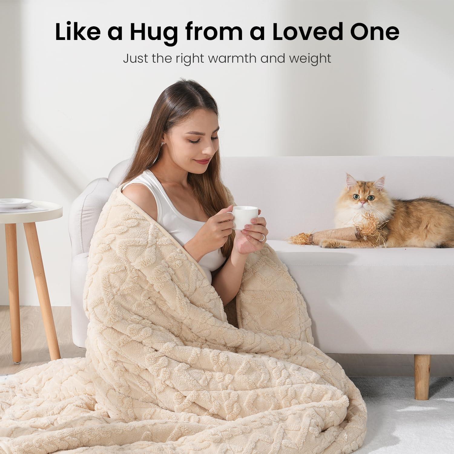 Manta con peso Drewin 15lbs (6.8kg) Jacquard Beige 152x203cm