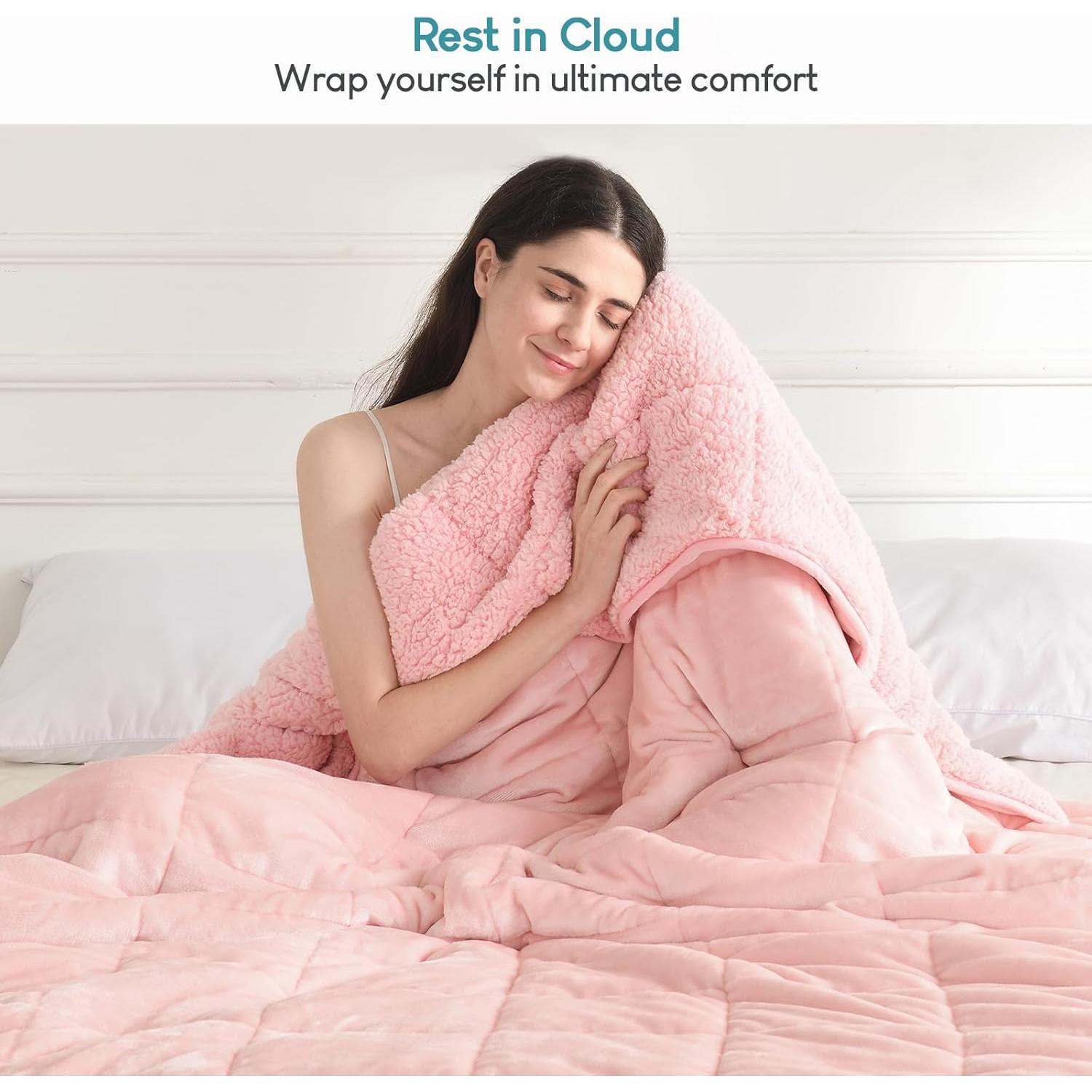 Manta con peso Cottonblue 6.8kg Sherpa 152x203cm Rosa
