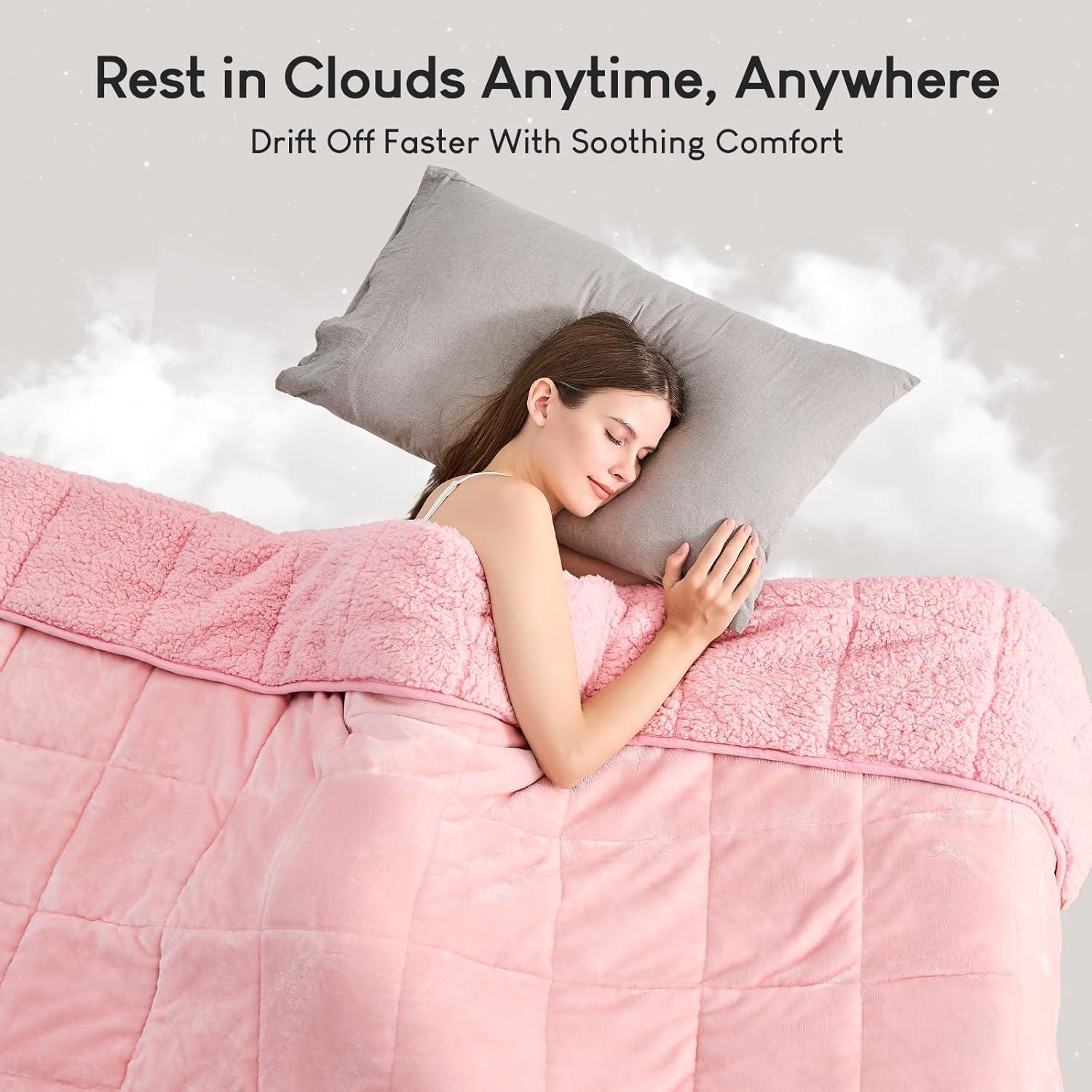 Manta con peso Cottonblue 6.8kg Sherpa 152x203cm Rosa