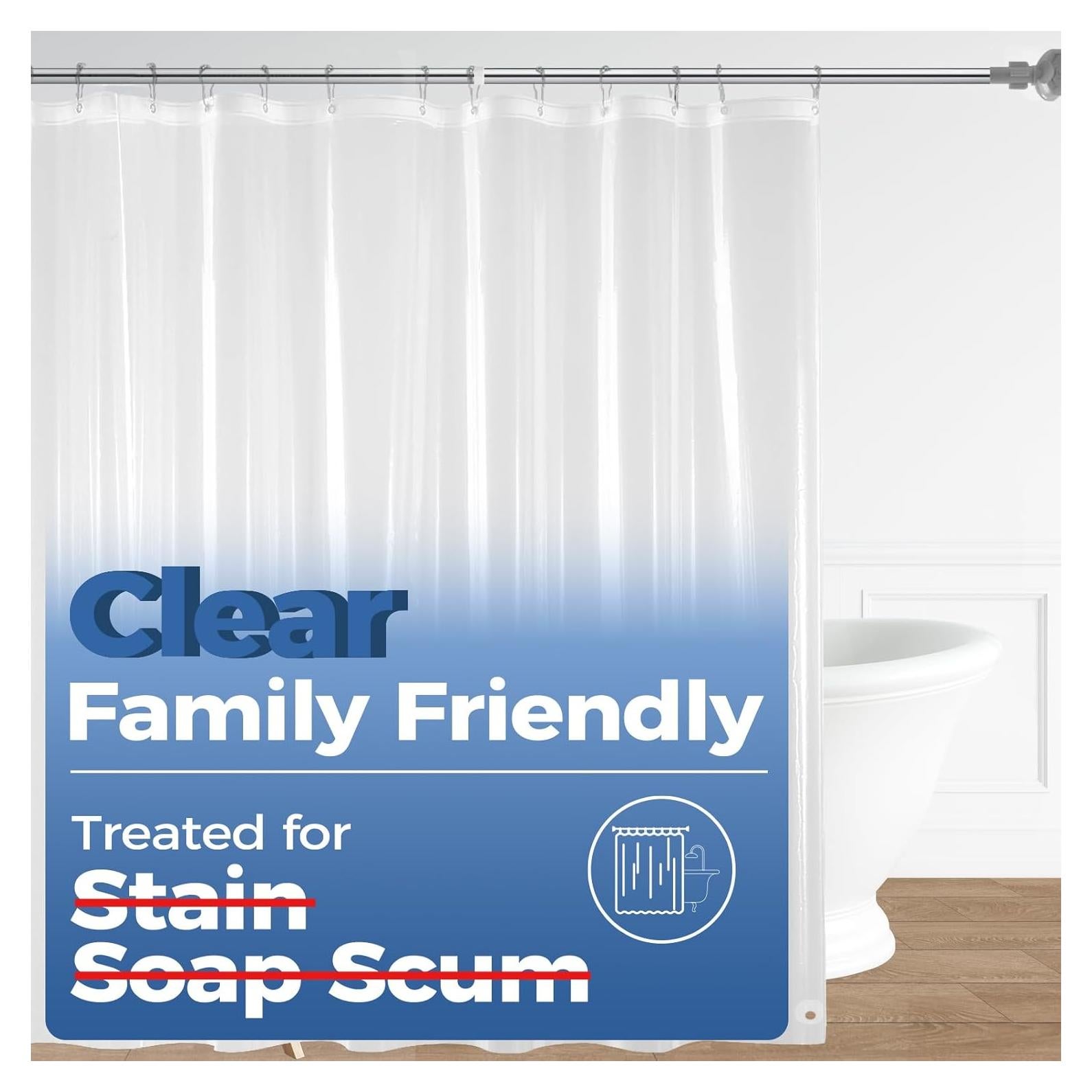 Forro de Ducha Impermeable Downluxe PEVA 182.88 cm Transparente