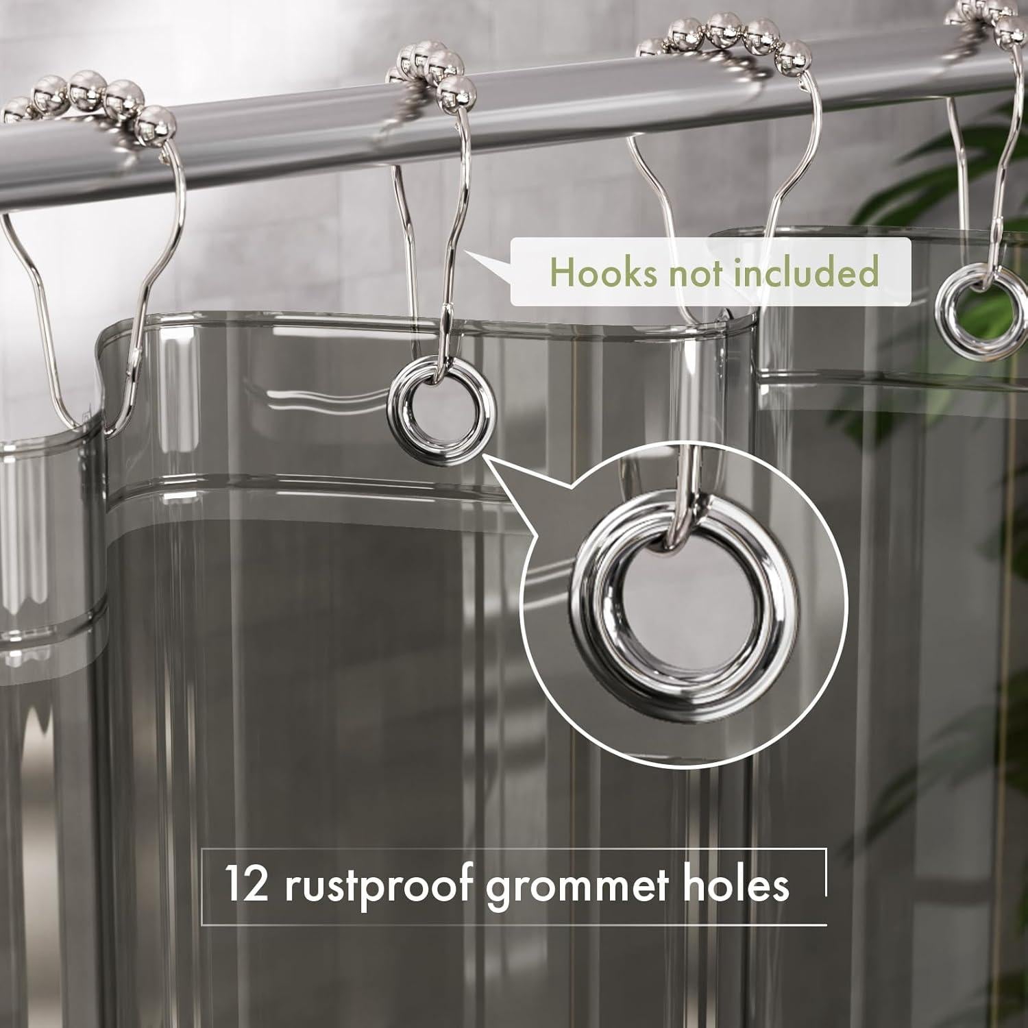 Cortina de Ducha Impermeable AmazerBath 72x72 cm PEVA Negra