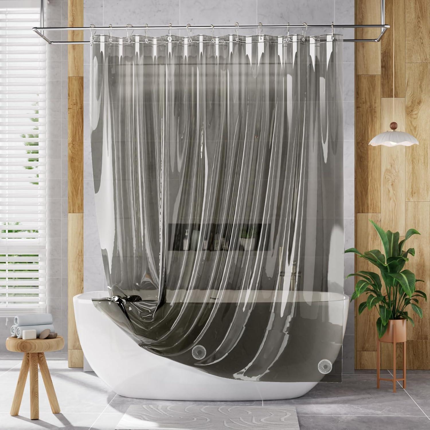 Cortina de Ducha Impermeable AmazerBath 72x72 cm PEVA Negra